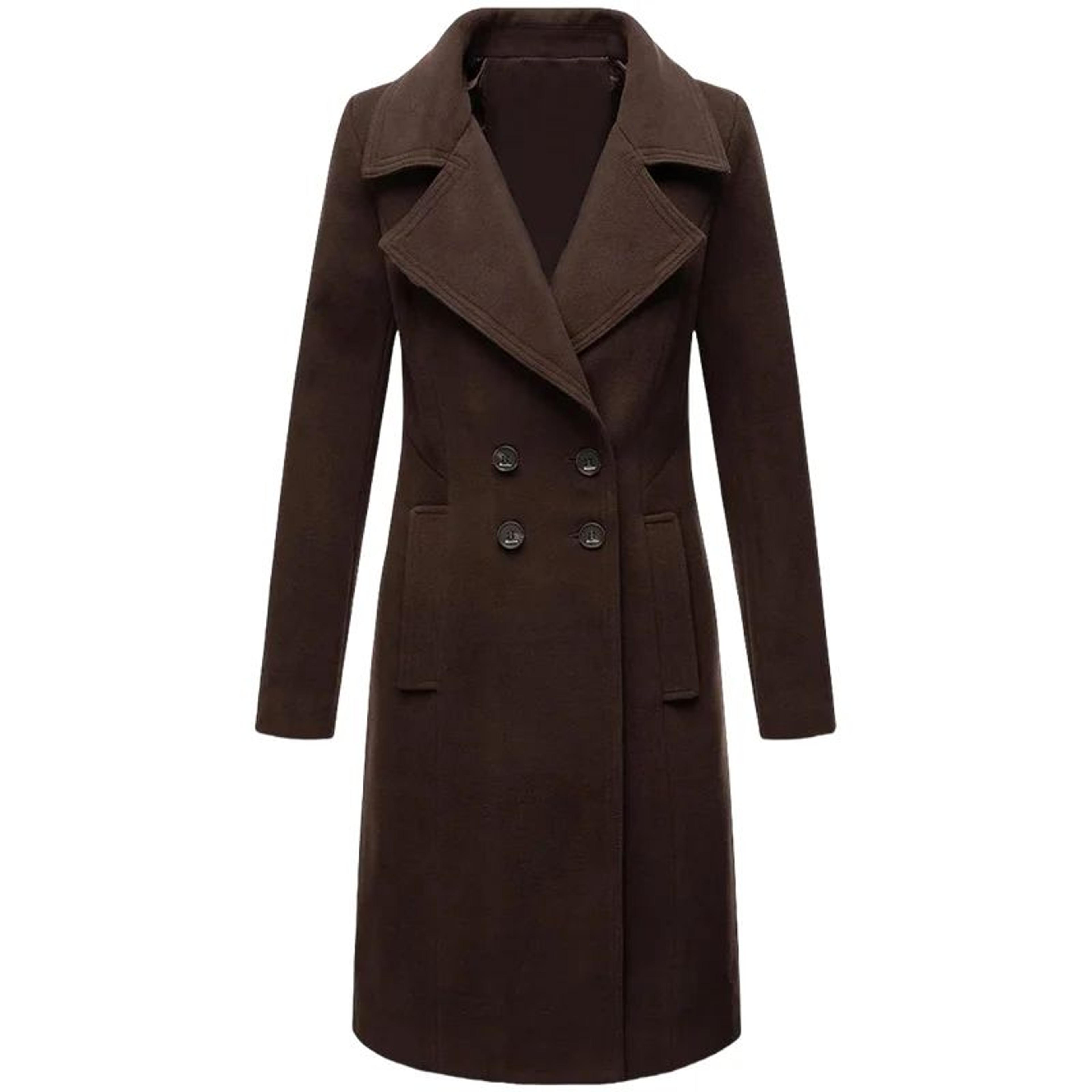 Womens Warm Wool Blend Winter Coat With DoubleBreasted Design And TurnDown Collar 2