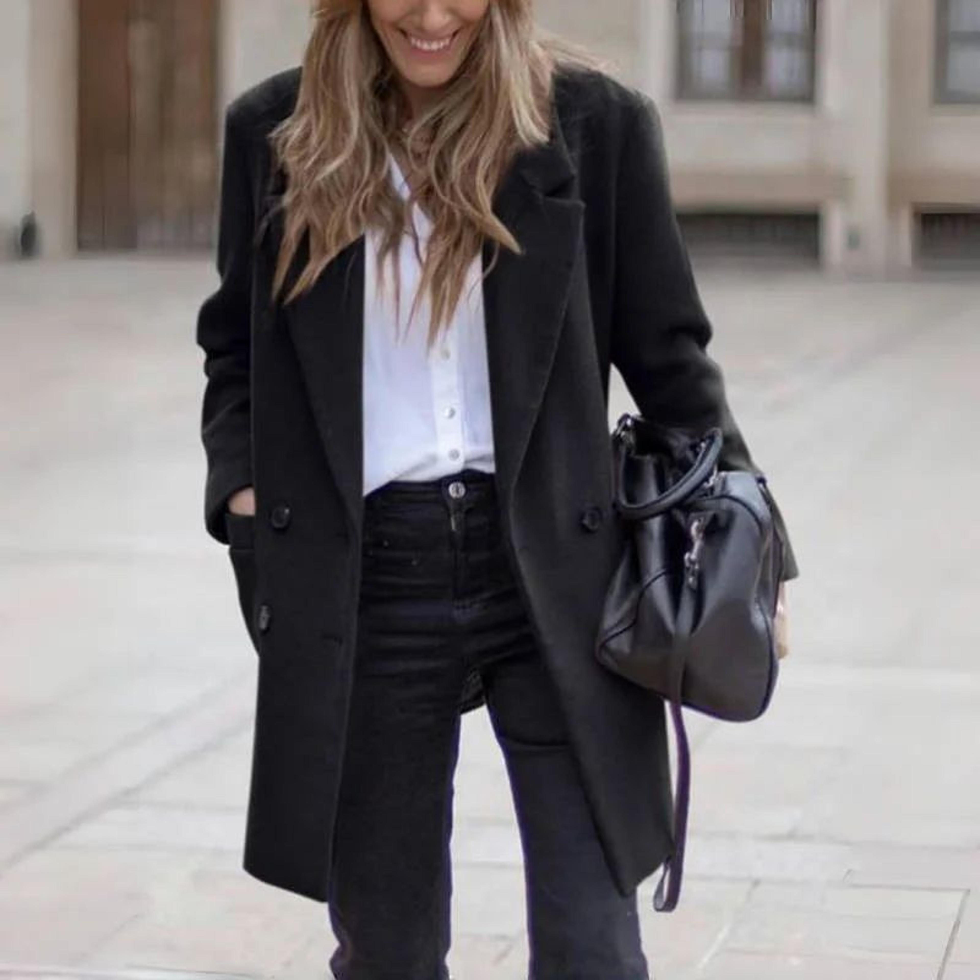 Womens Warm Wool Blend Double Breasted Winter Coat With TurnDown Collar 1