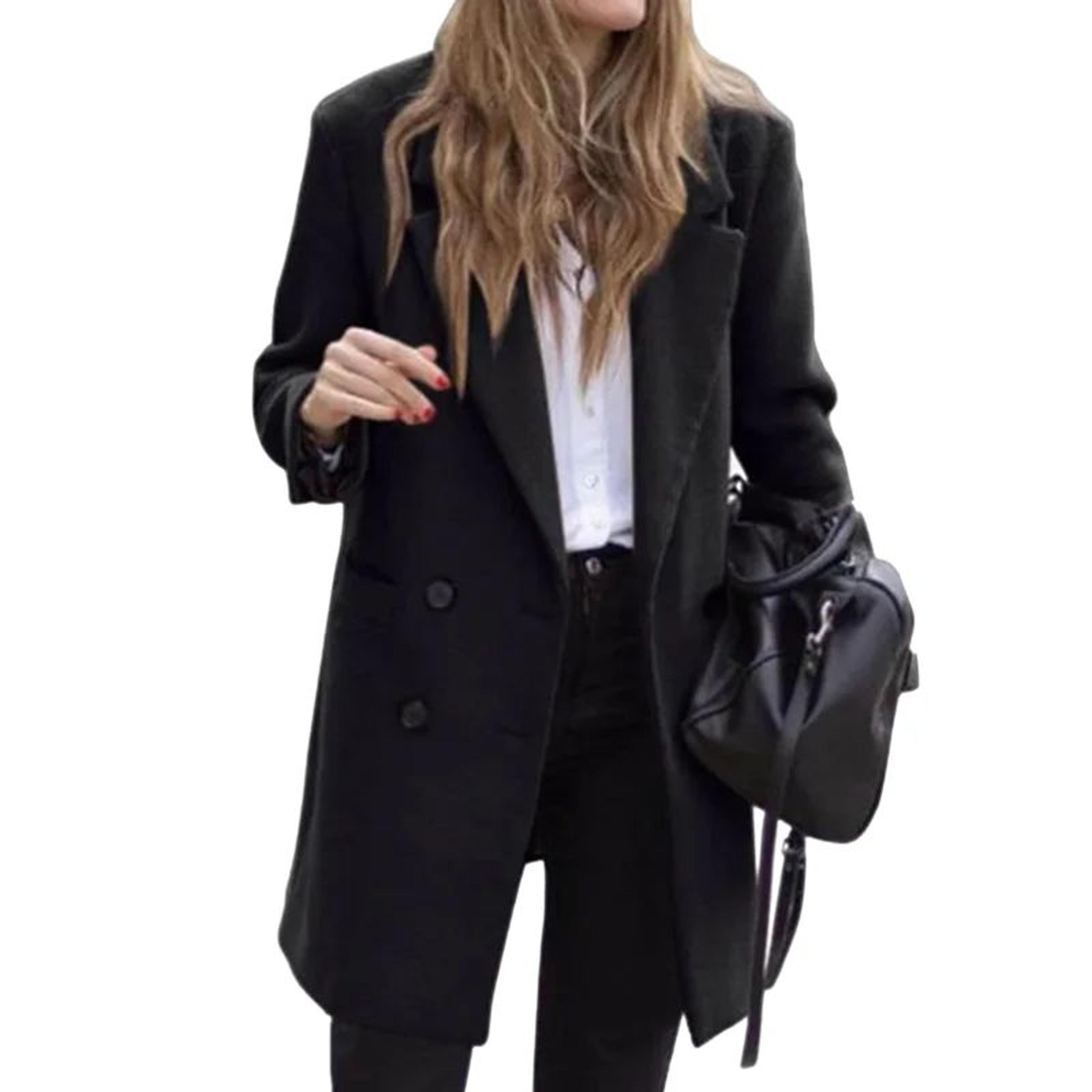 Womens Warm Wool Blend Double Breasted Winter Coat With TurnDown Collar 7