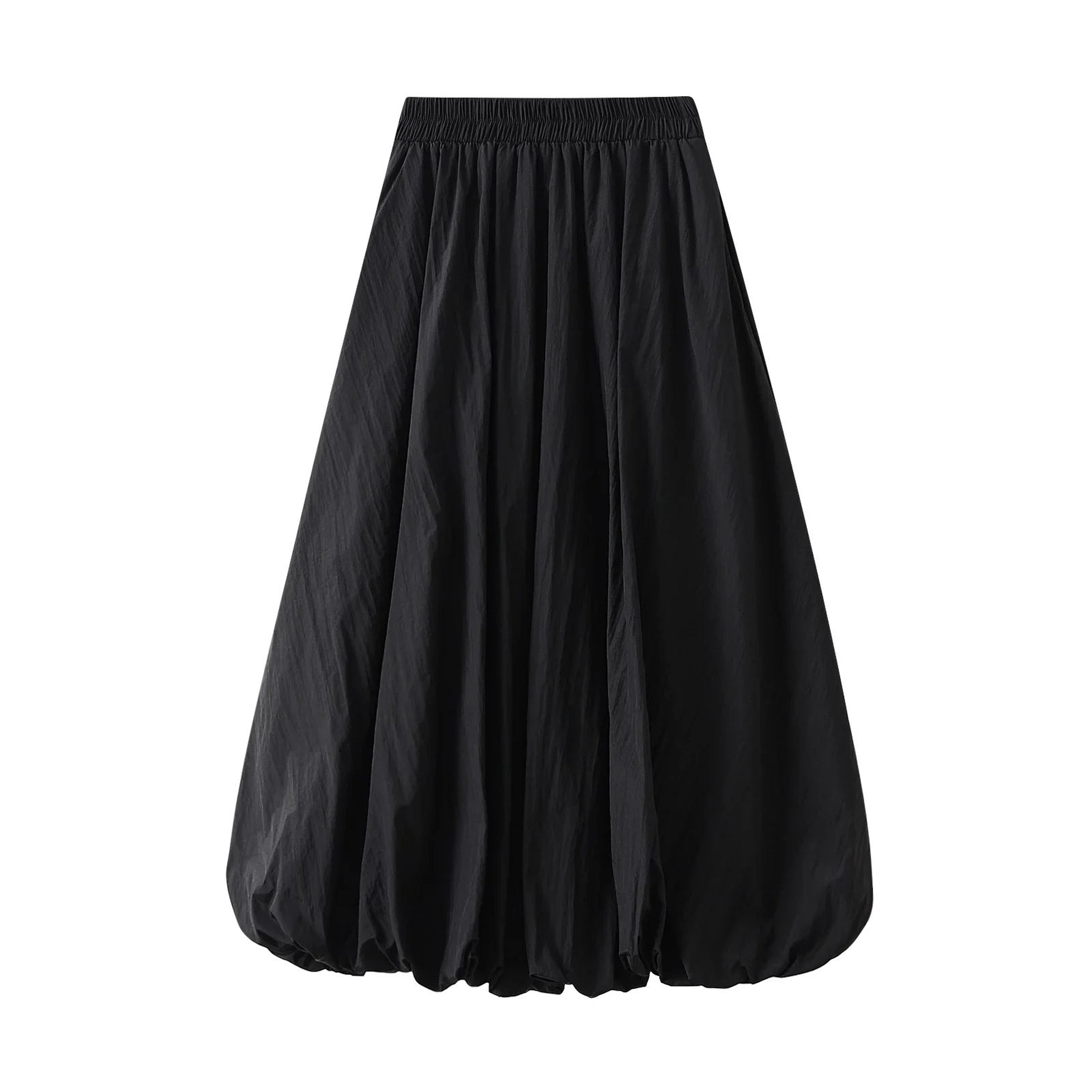 women's vintage high waist balloon maxi skirt flowy a-line y2k puff skirt