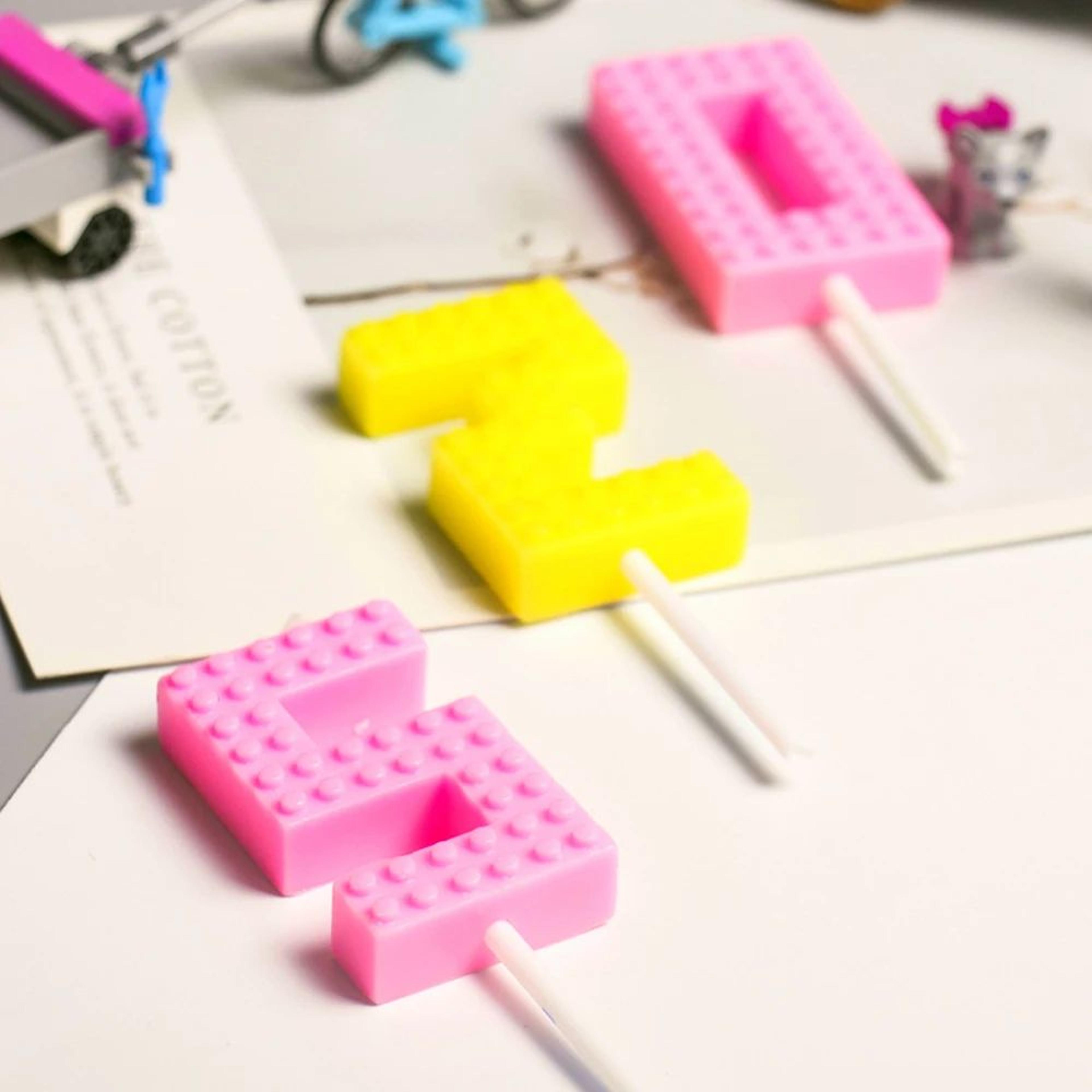 Colorful Pixel Block Number Birthday Candle 09 For Cakes And Cupcakes 1