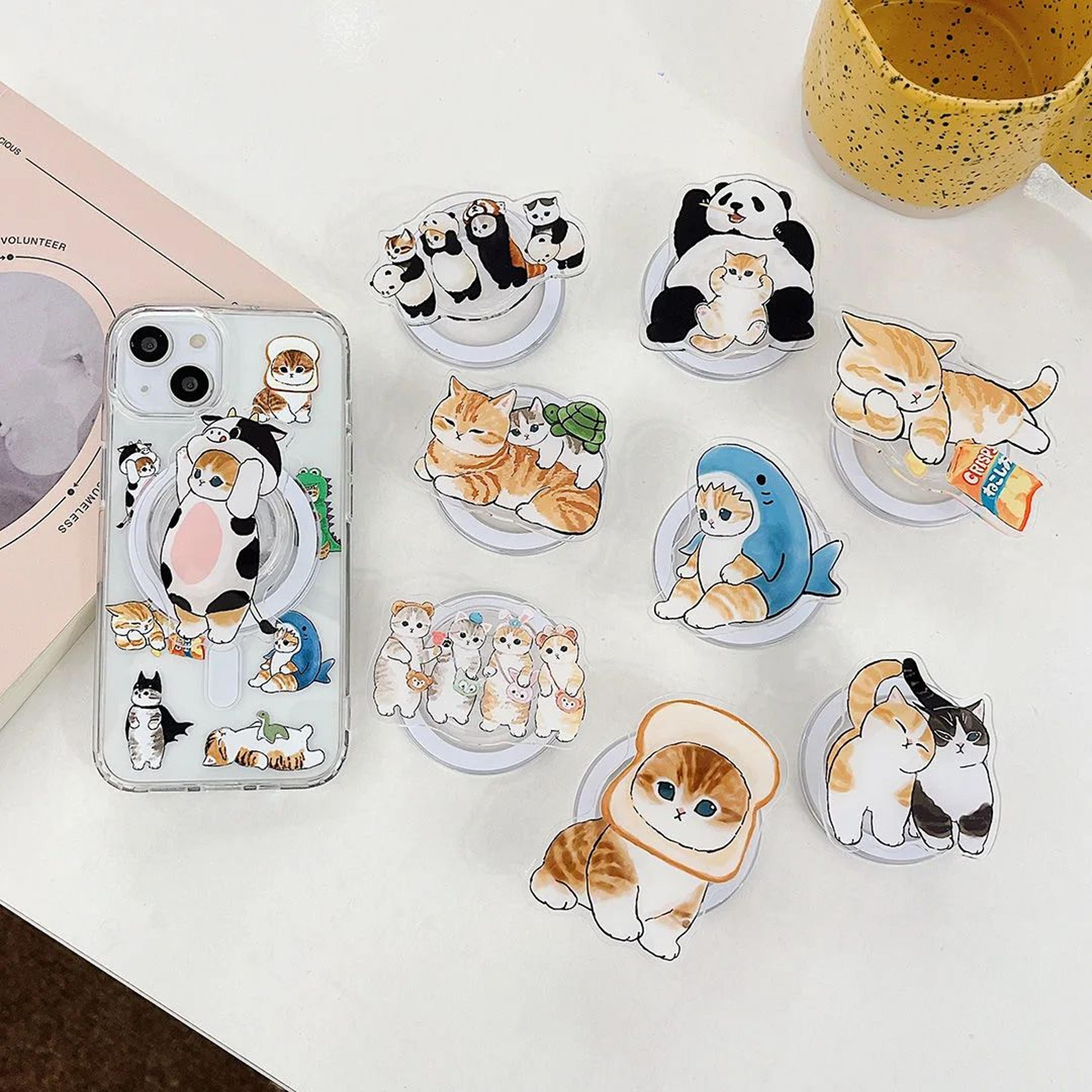 cute korean cartoon magnetic magsafe phone grip and foldable stand