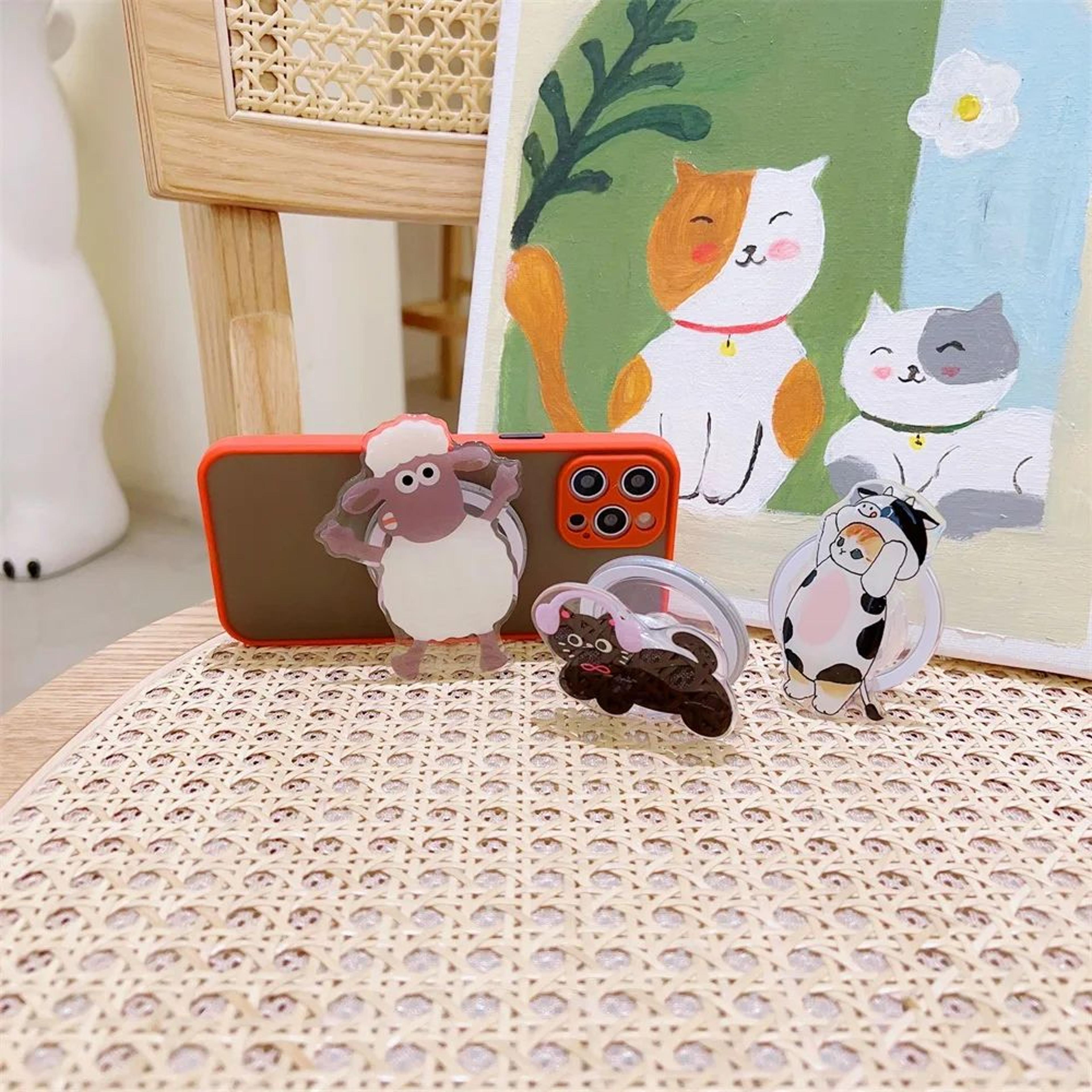 Cute Korean Cartoon Magnetic MagSafe Phone Grip And Foldable Stand 3