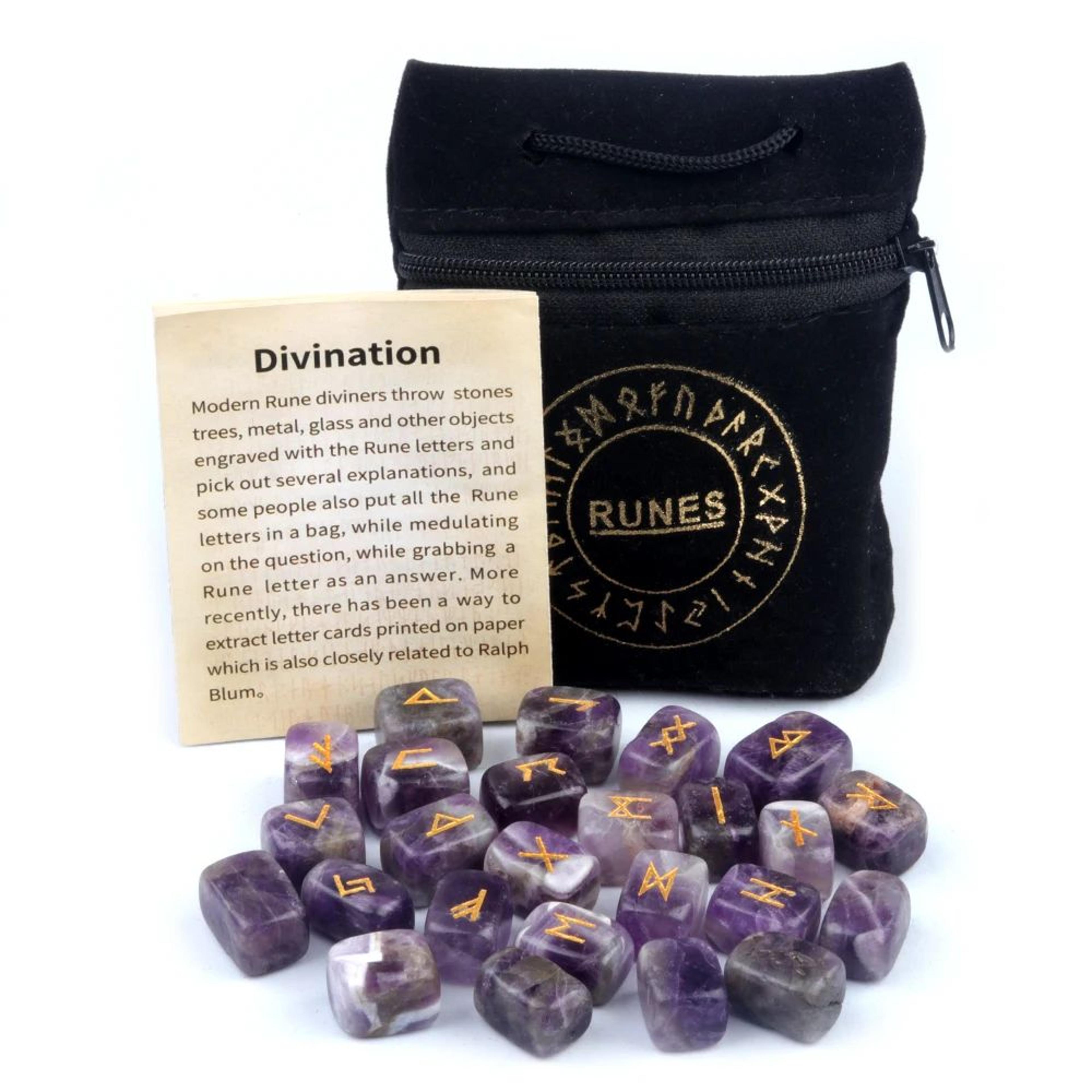 25pcs natural rune stones set for divination and fortune telling