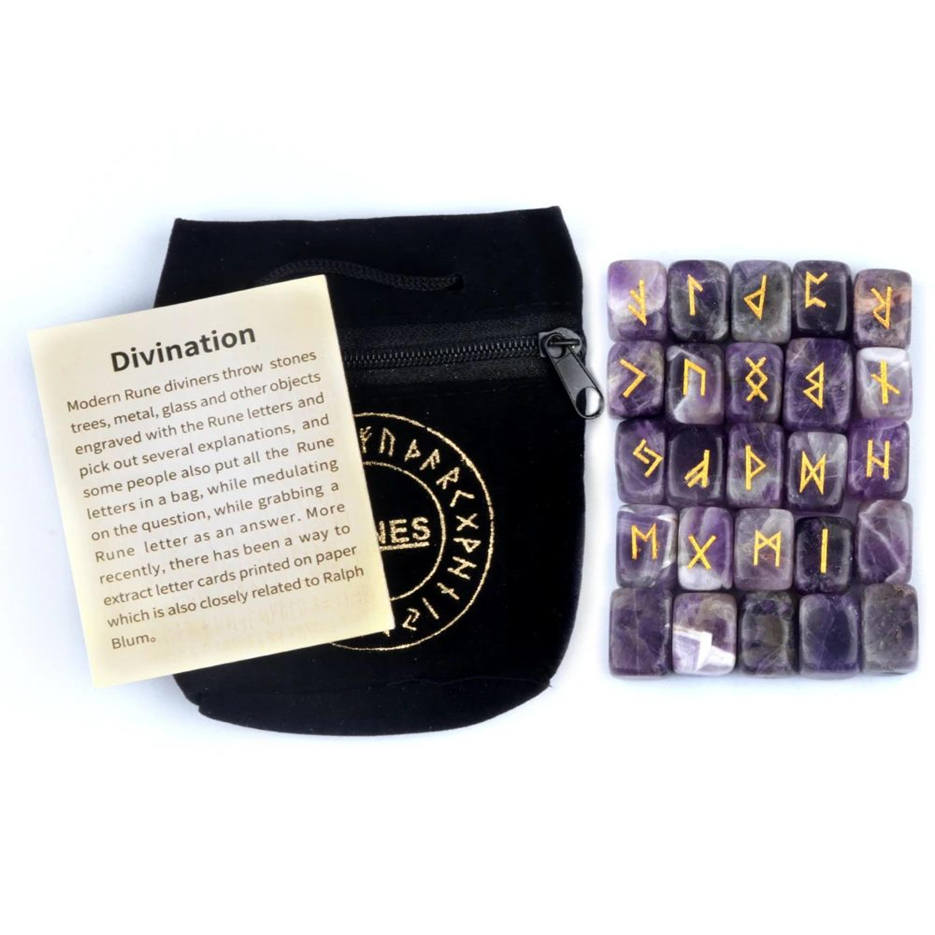 25PCS Natural Rune Stones Set For Divination And Fortune Telling 18
