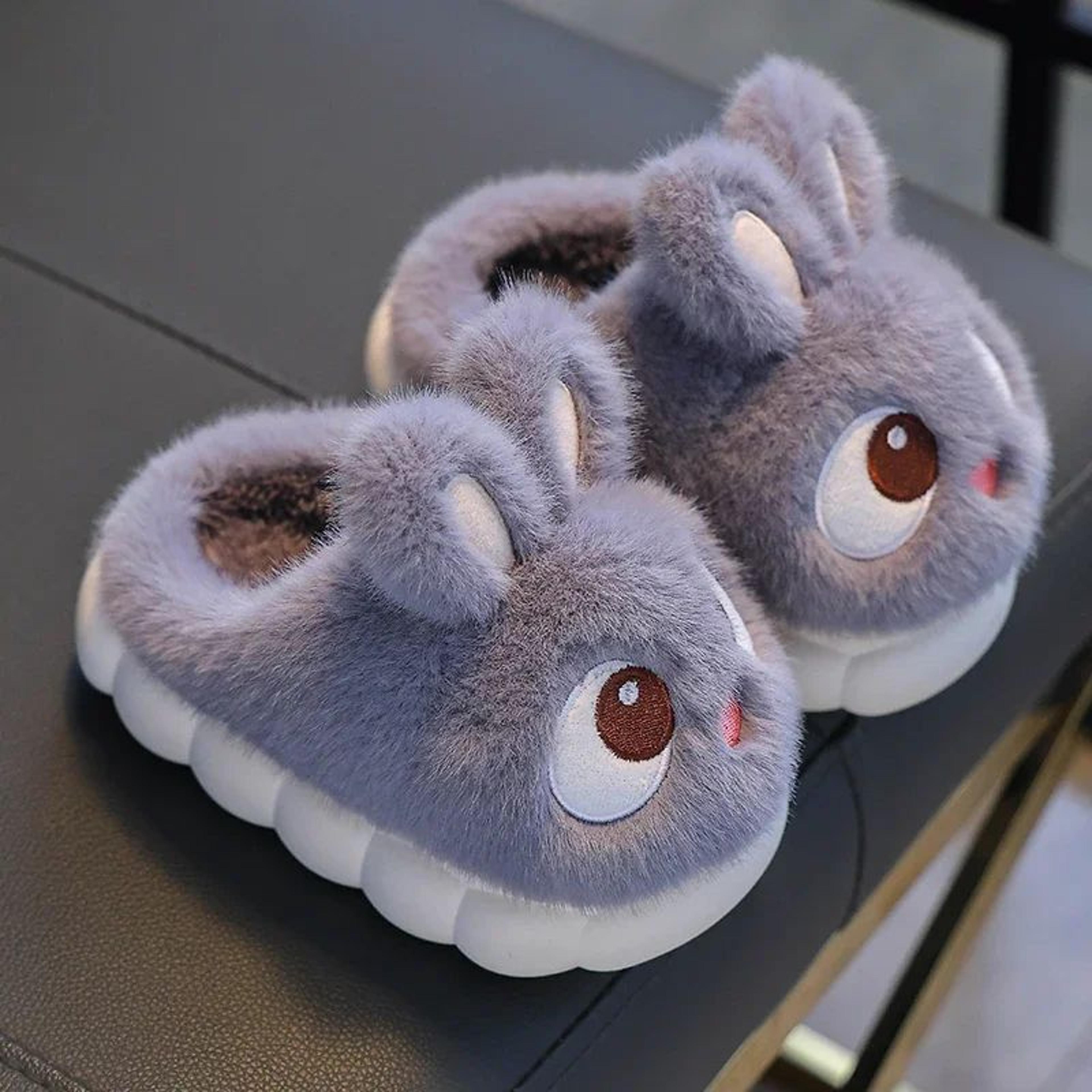 Cute Rabbit Plush Winter Slippers For Kids  Warm Fluffy Indoor House Shoes 7