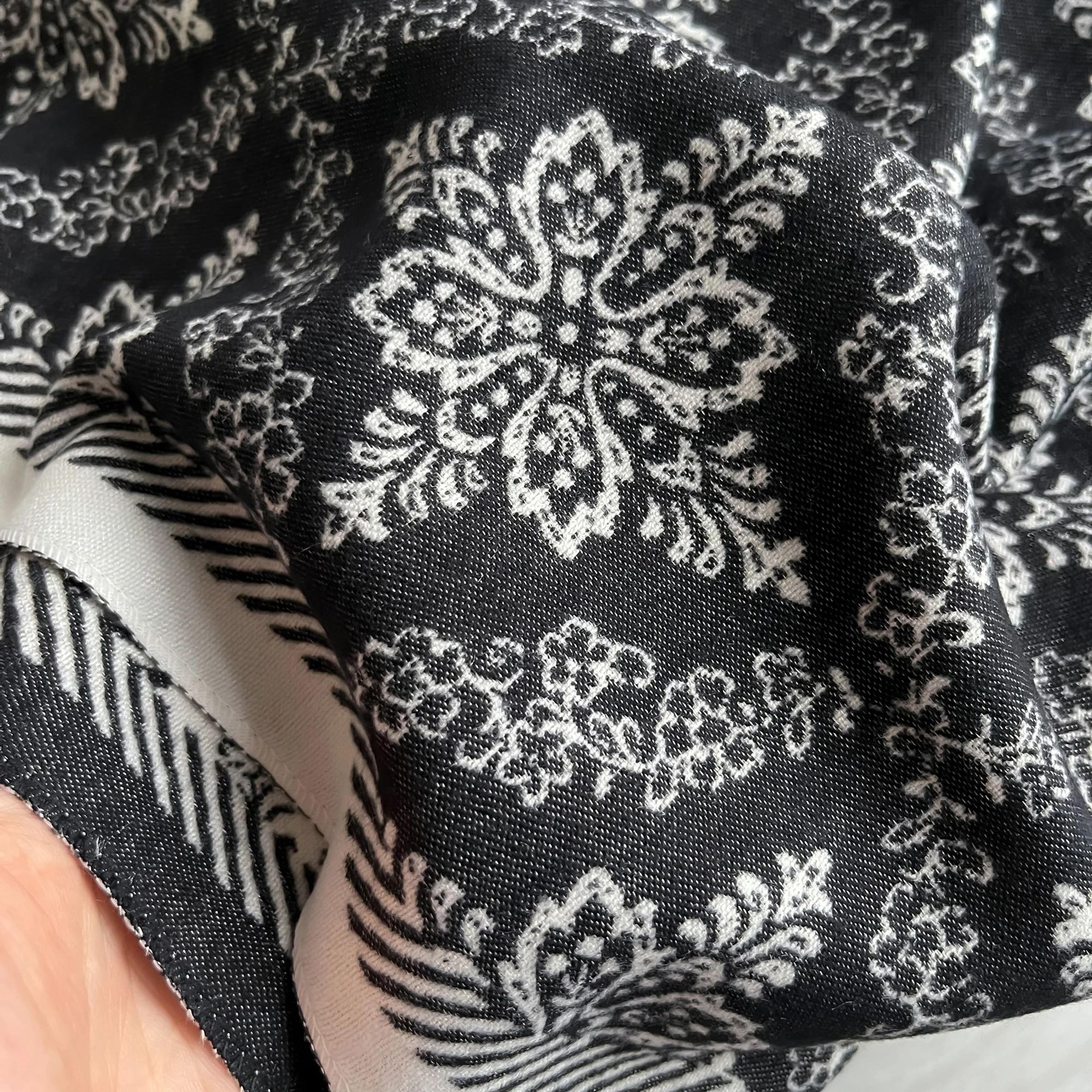 Reversible Ethnic Print Pashmina Shawl Scarf With Soft Warm Fringe Design 2