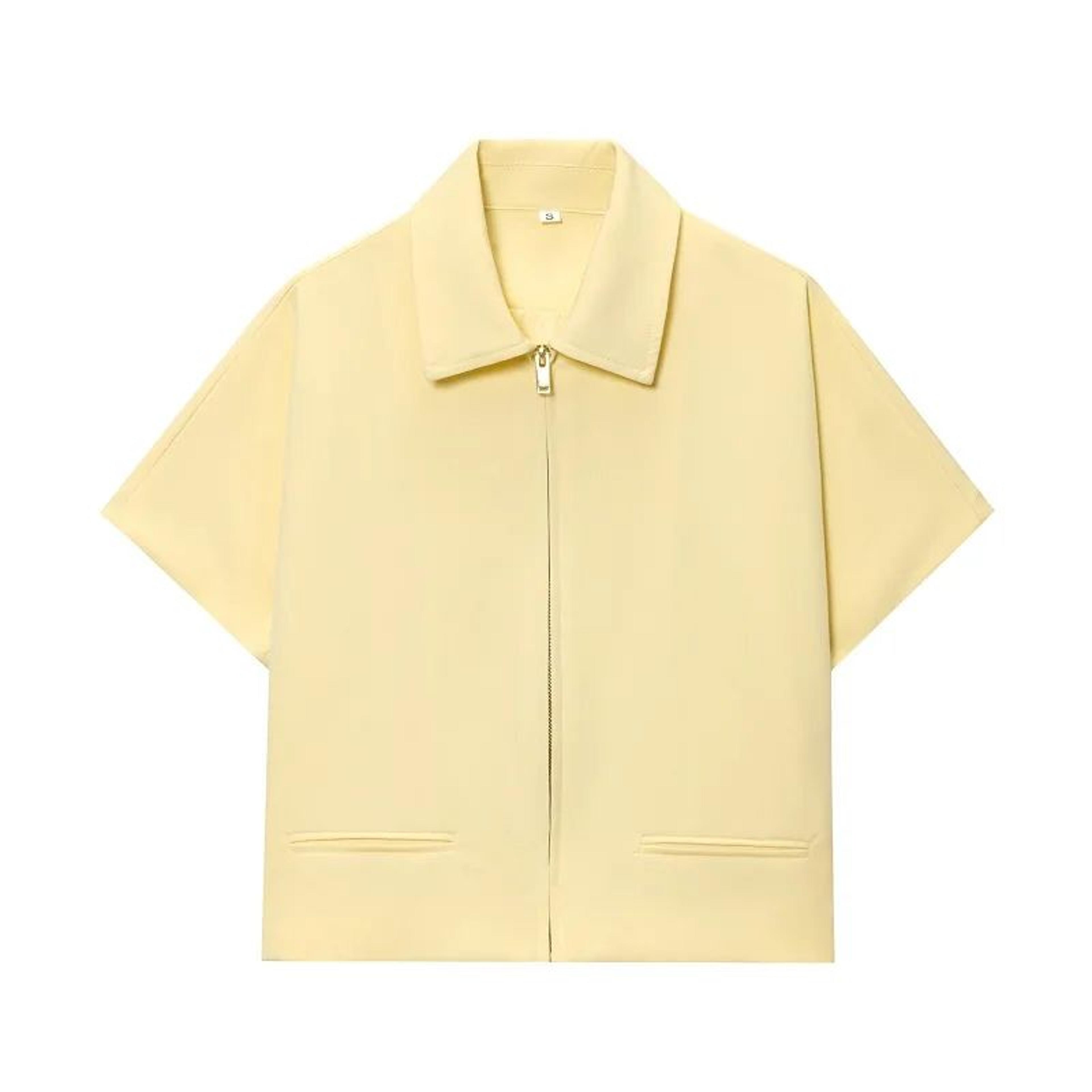 Womens Cropped Short Sleeve Varsity Jacket With Zipper Casual Lightweight Outerwear 4