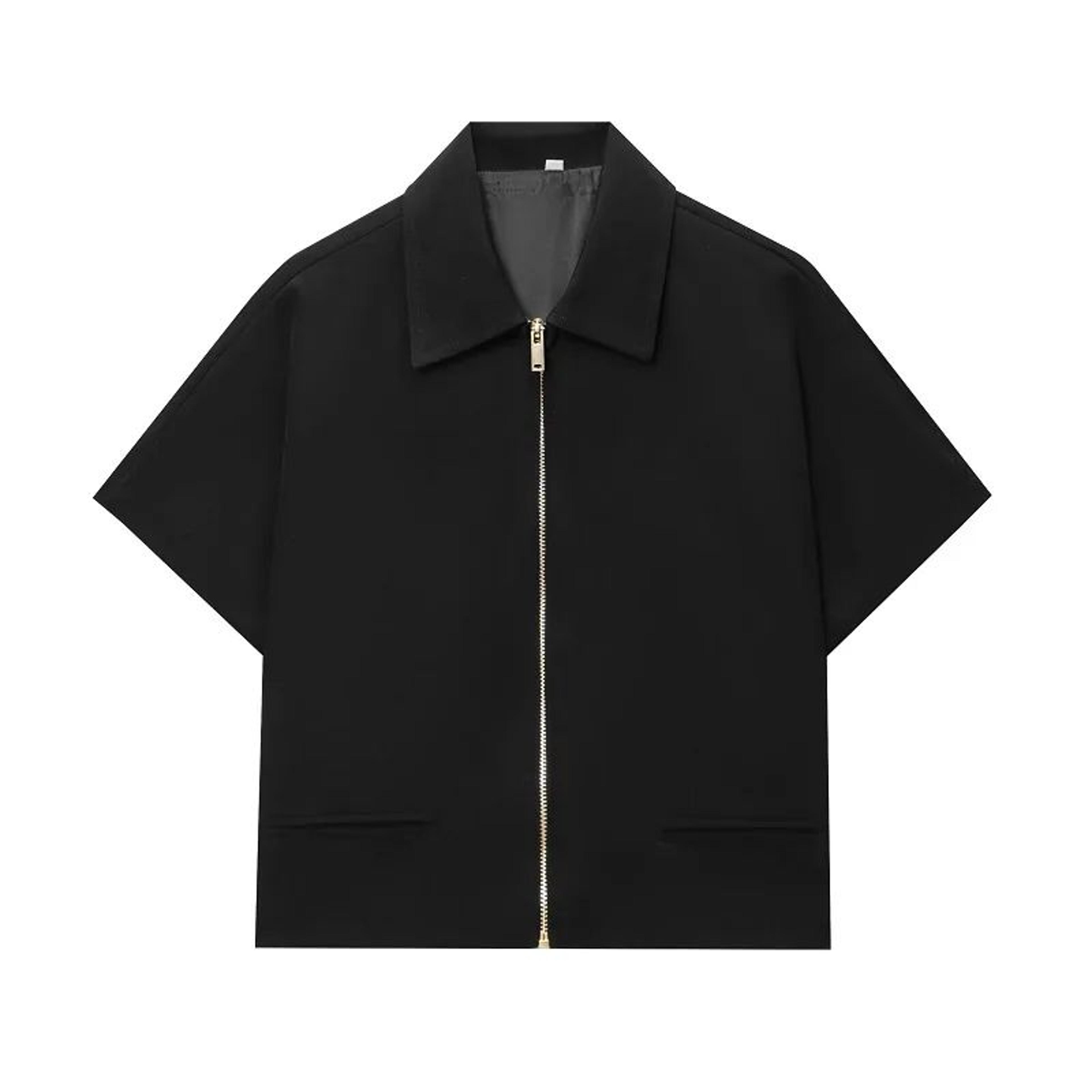 Womens Cropped Short Sleeve Varsity Jacket With Zipper Casual Lightweight Outerwear 3