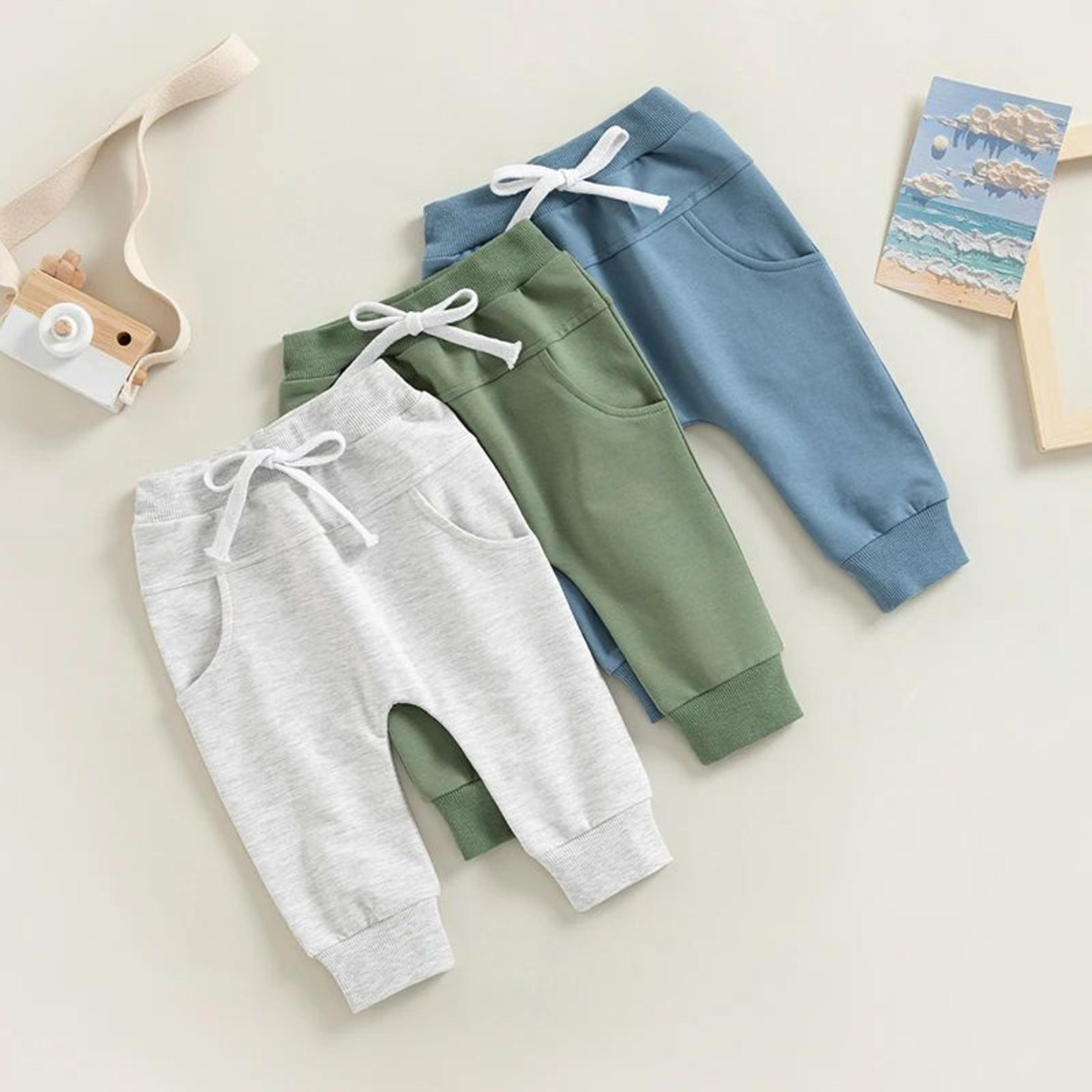 baby boys elastic waist drawstring jogger sweatpants with pockets