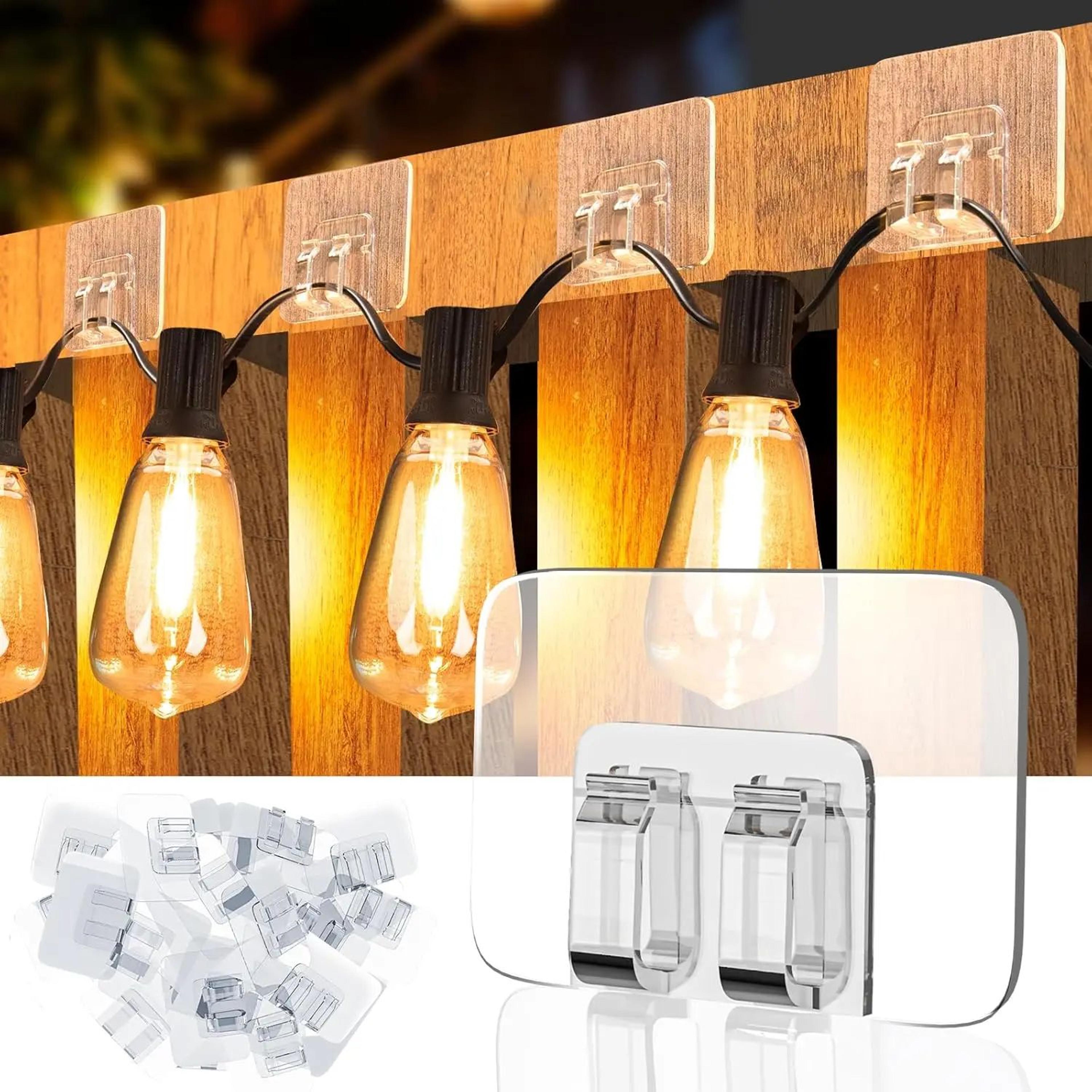 100pcs heavy duty outdoor string light clips with waterproof adhesive hooks