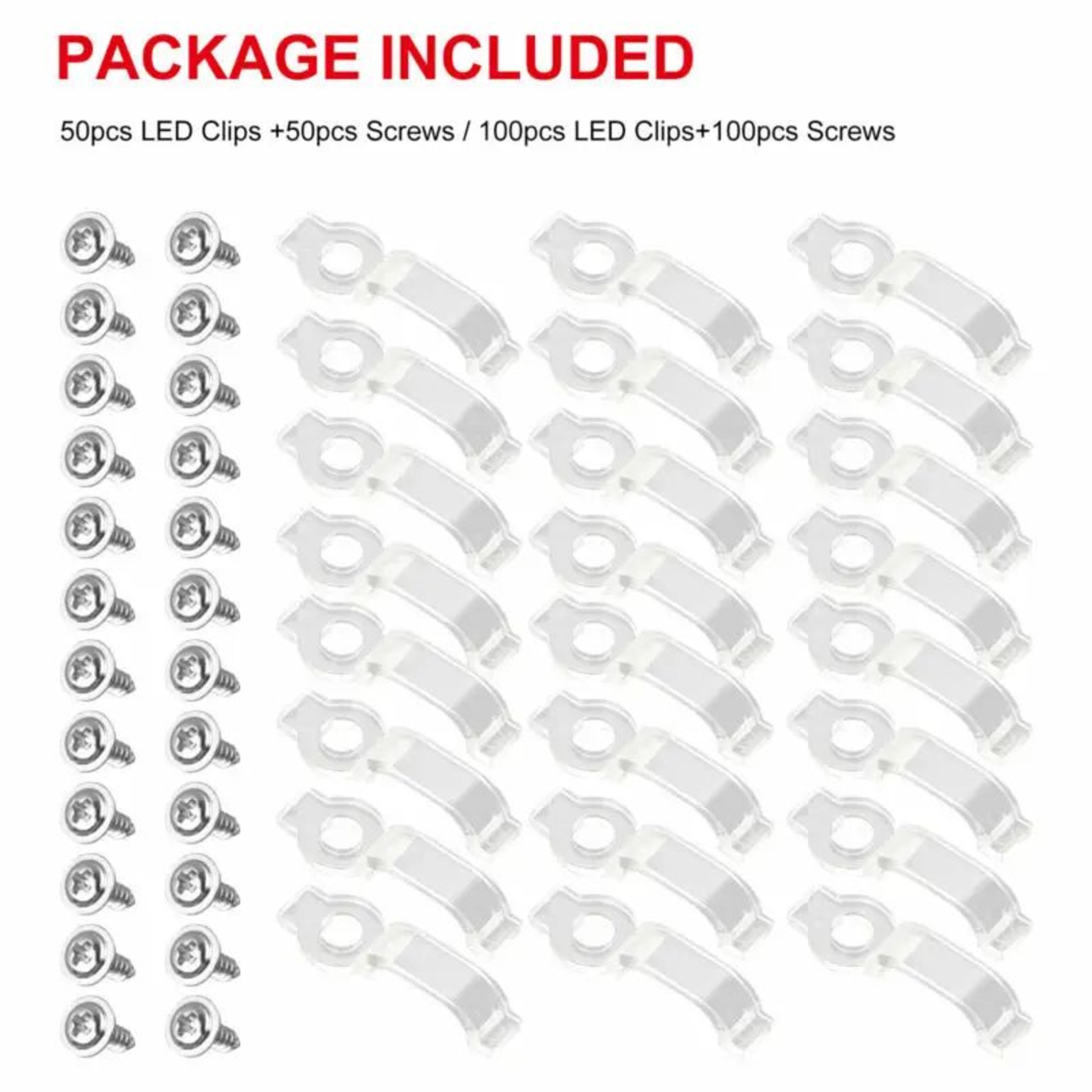 50100PCS LED Strip Mounting Clips With Screws For 5050 LED Light Strips 5