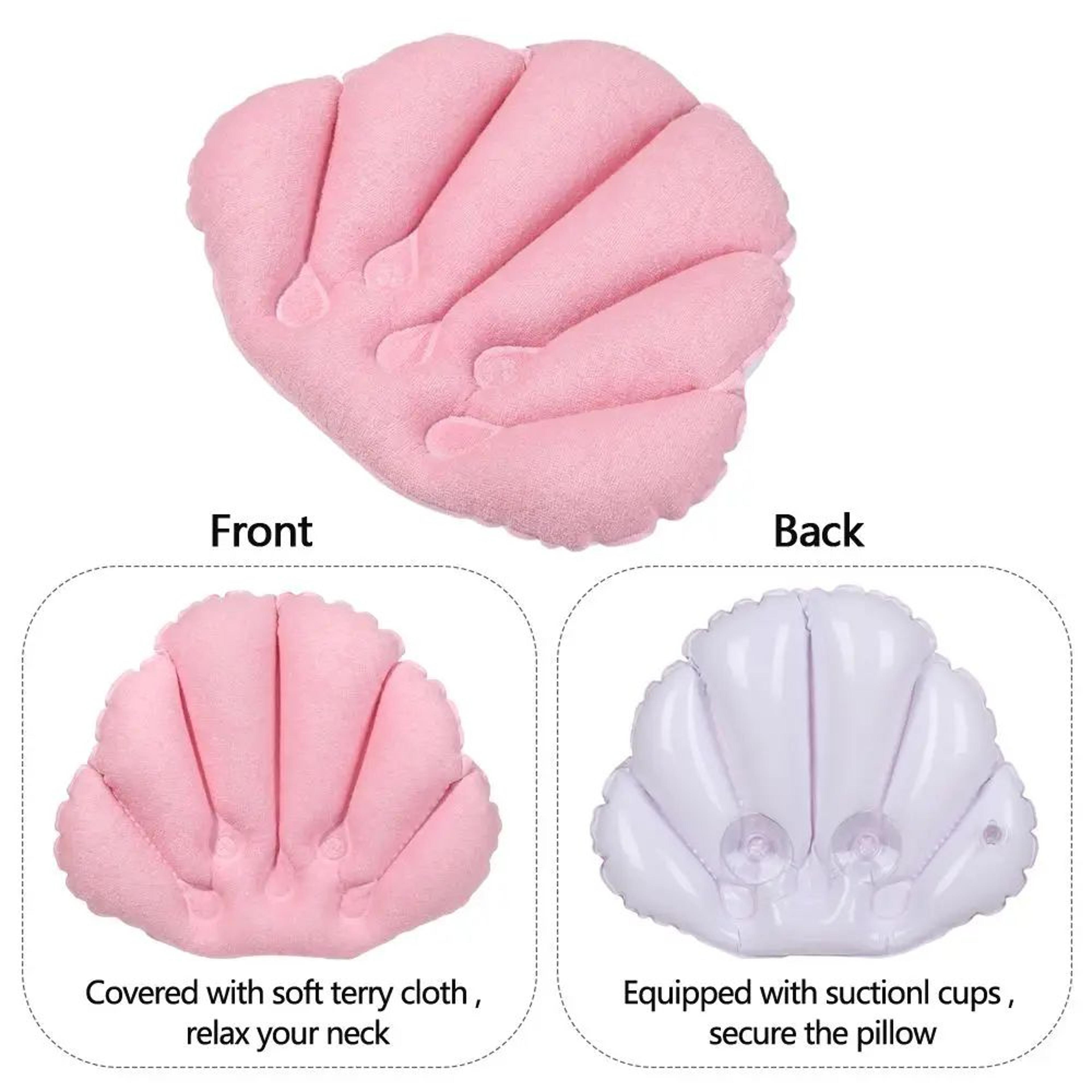 Inflatable Spa Bath Pillow With Suction Cups And Soft Terry Cloth Neck Support 4