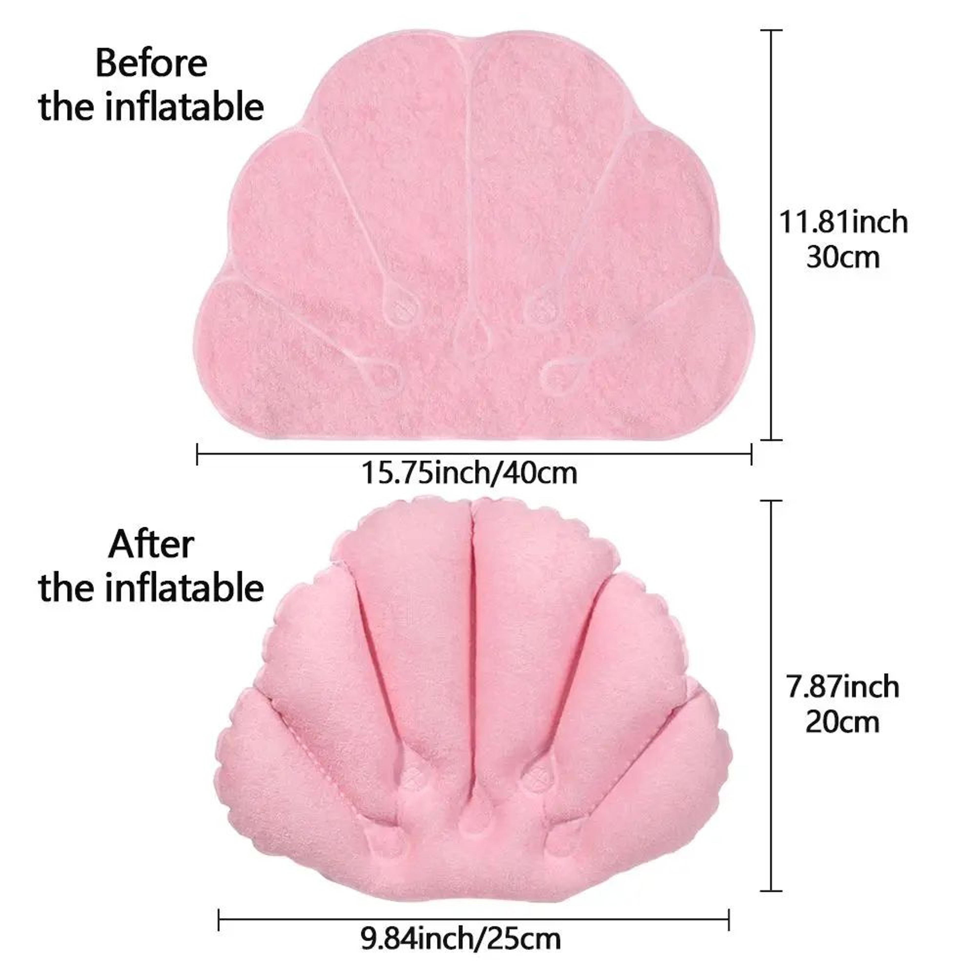 Inflatable Spa Bath Pillow With Suction Cups And Soft Terry Cloth Neck Support 2