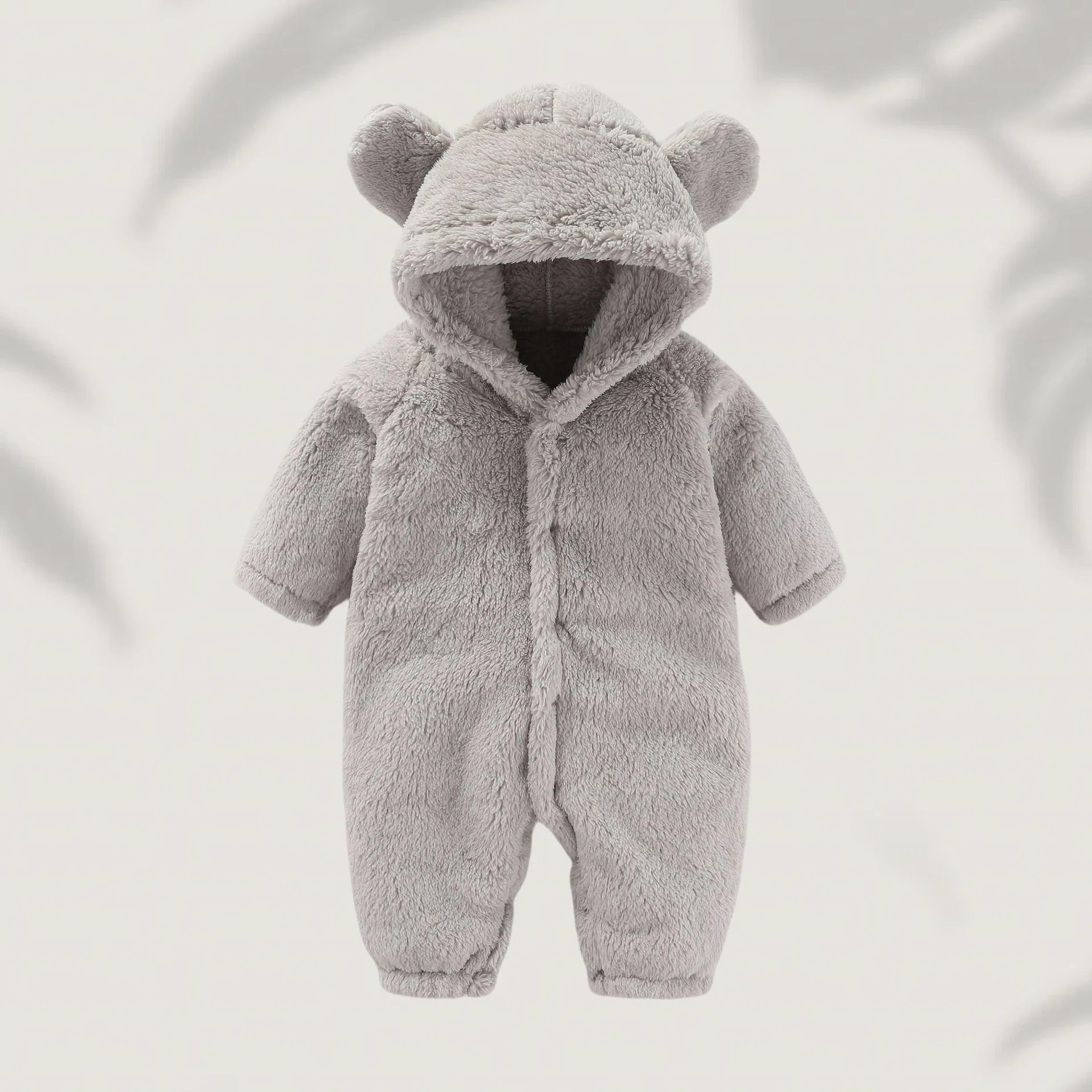 Cozy Fleece Bear Ear Baby Romper  Warm Hooded Winter Jumpsuit For Newborn Boys And Girls 9
