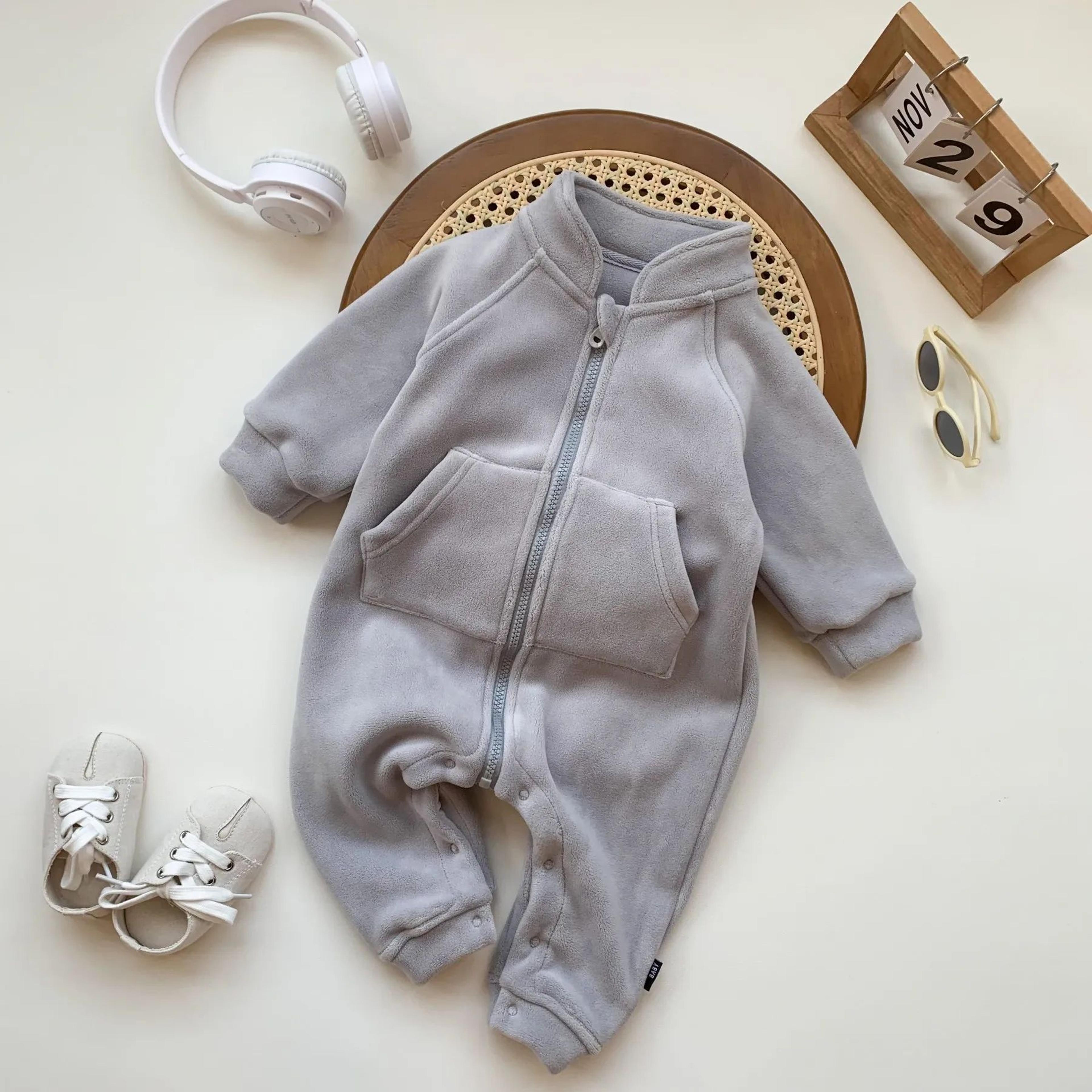Korean Style Fleece Lined Baby Romper With Zipper For Boys And Girls 3