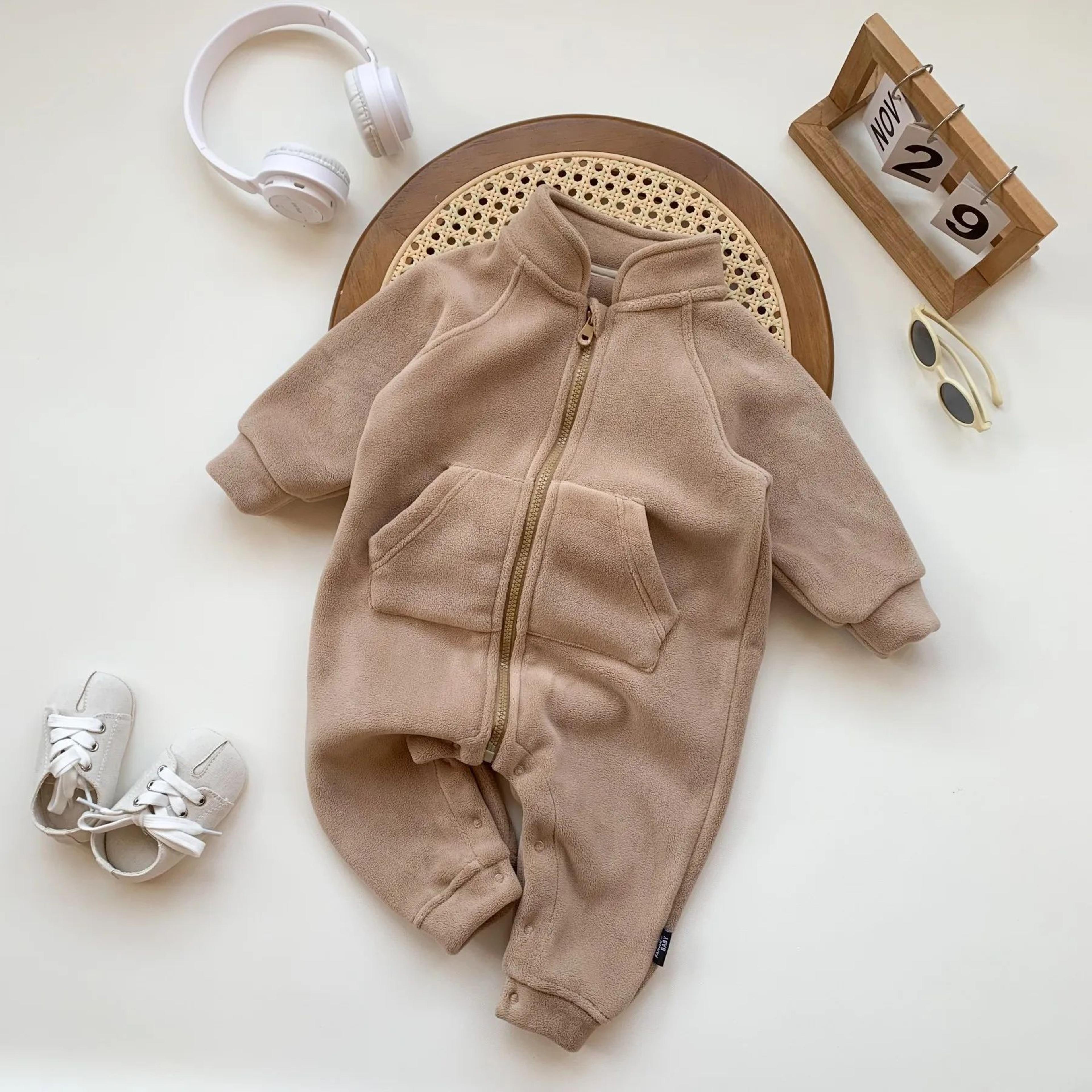Korean Style Fleece Lined Baby Romper With Zipper For Boys And Girls 4