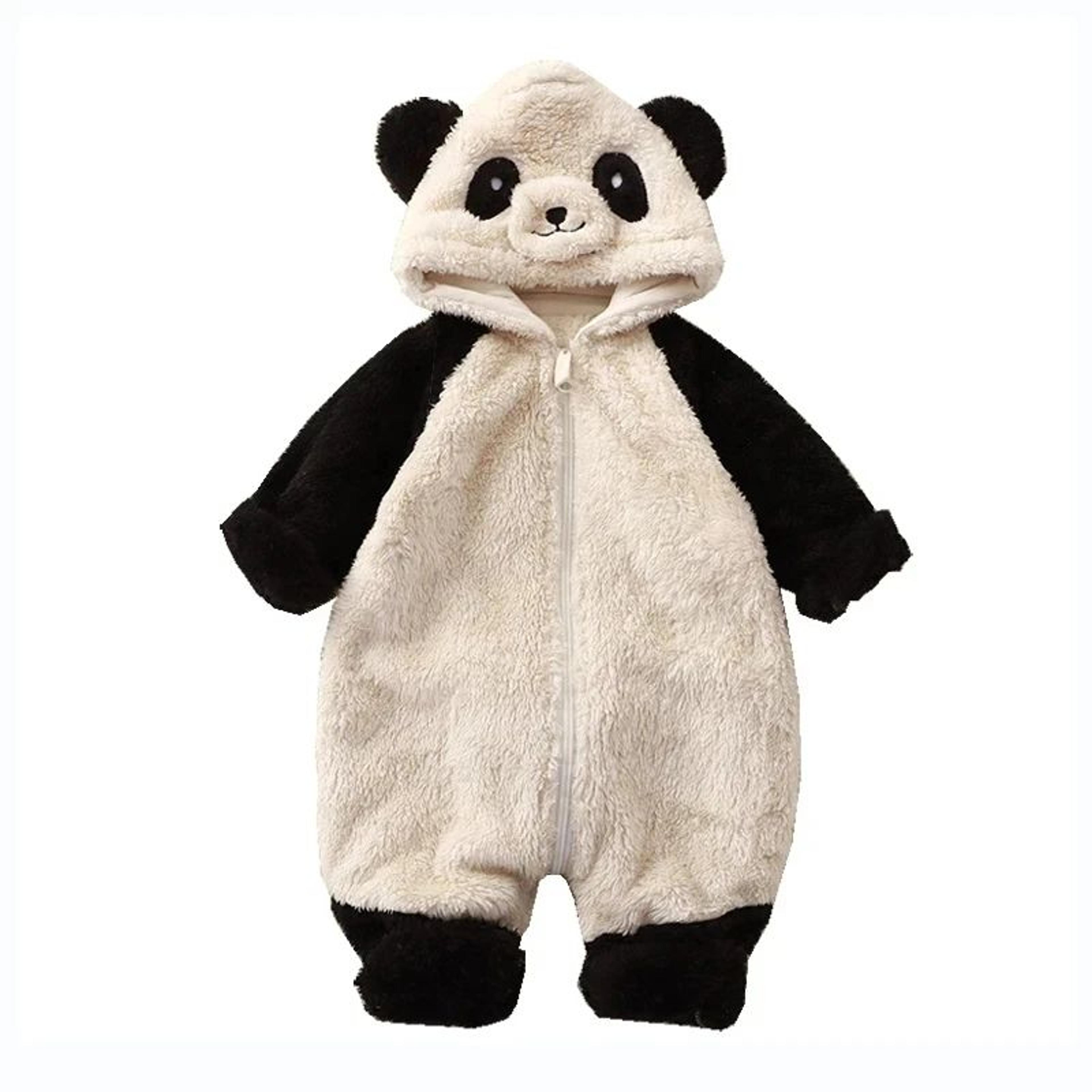 Cozy Fleece Baby Winter Romper With Panda And Bunny Hood 6