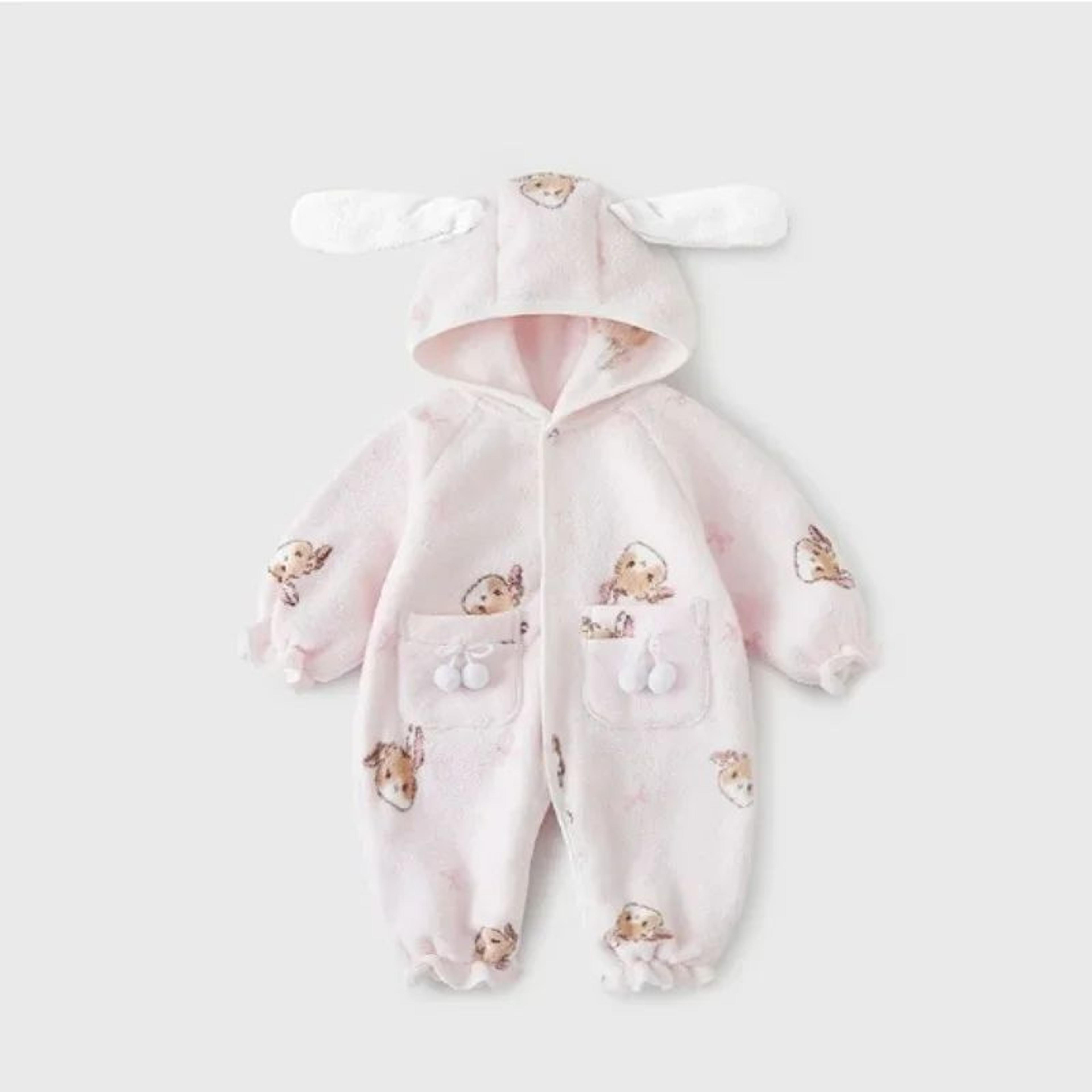 Cozy Animal Print Hooded Baby Romper For Autumn And Winter 8