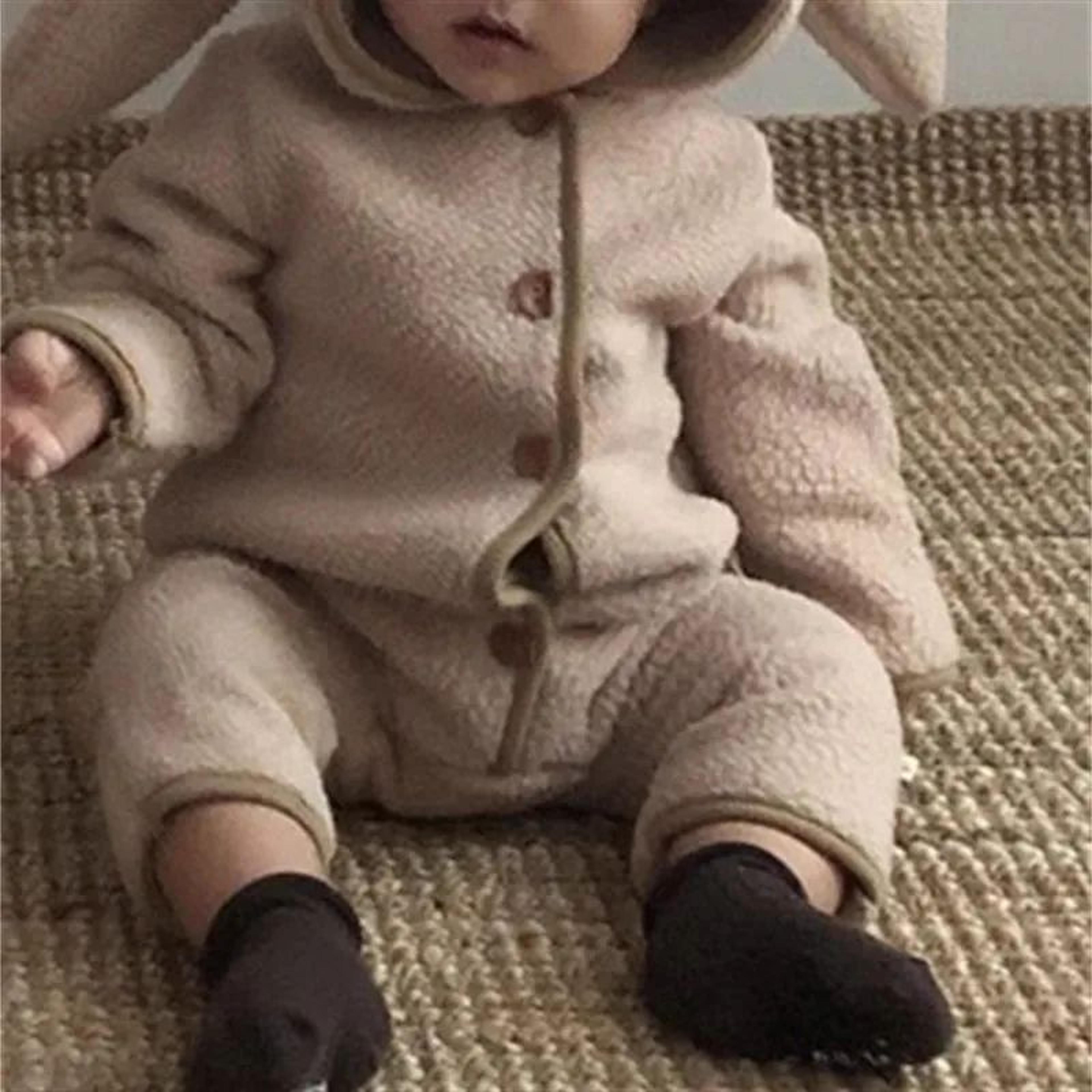 Cozy Fleece Baby Rabbit Ear Romper With Warm Lining 4