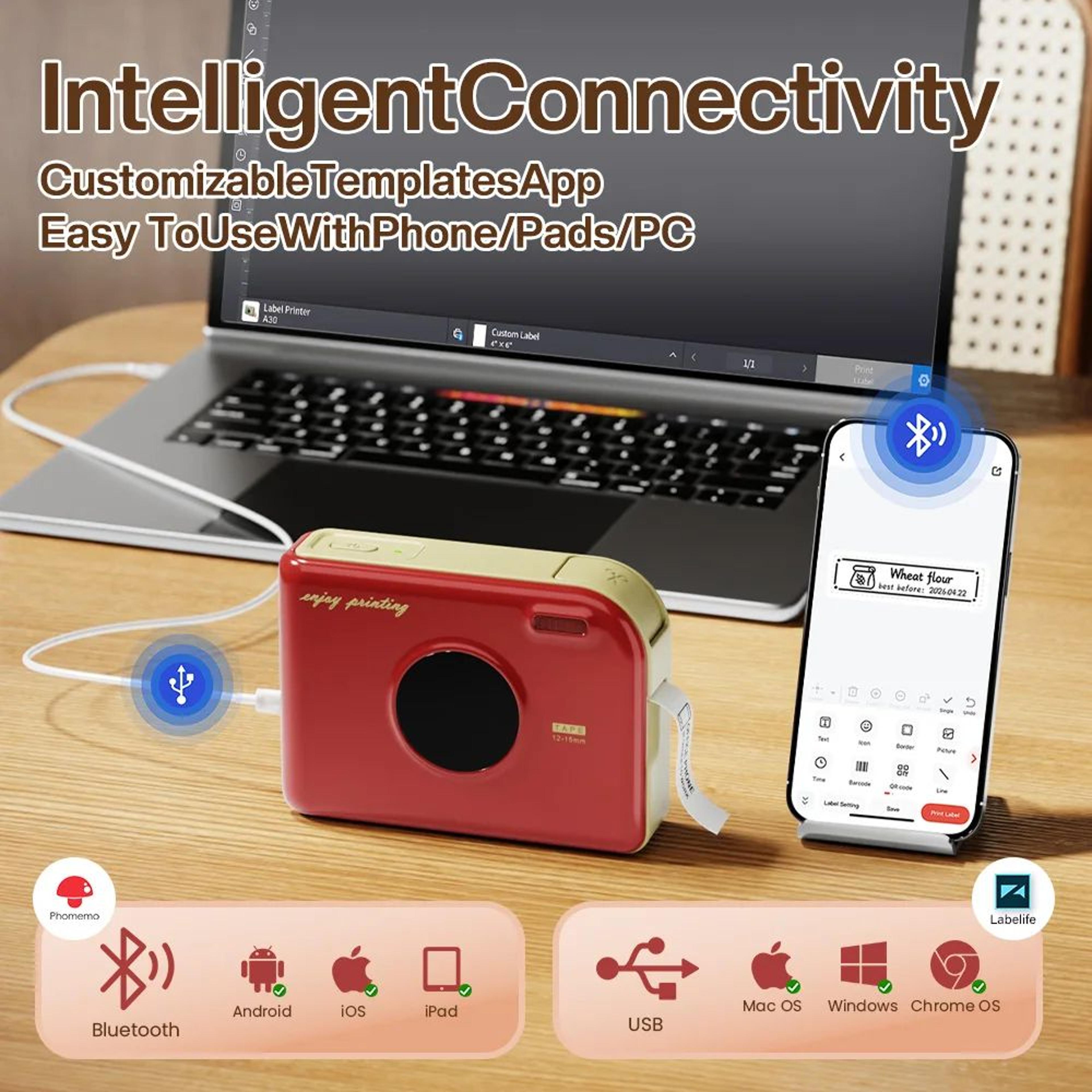 Phomemo A30 Portable Bluetooth Label Printer For Custom Stickers Gift Tags And Photo Labels 5