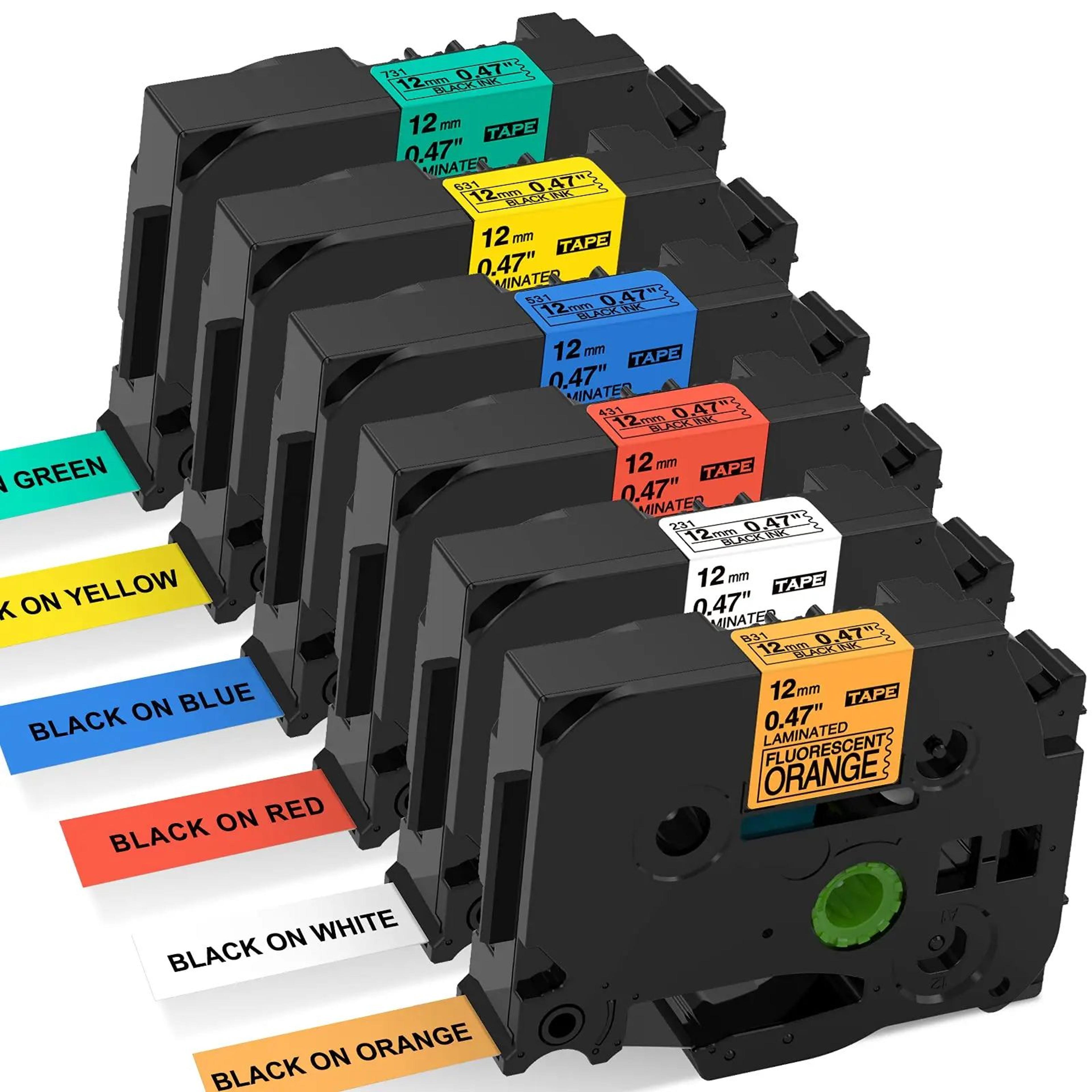 6Pack Compatible Brother P Touch 12mm Laminated Label Maker Tape Refills 6