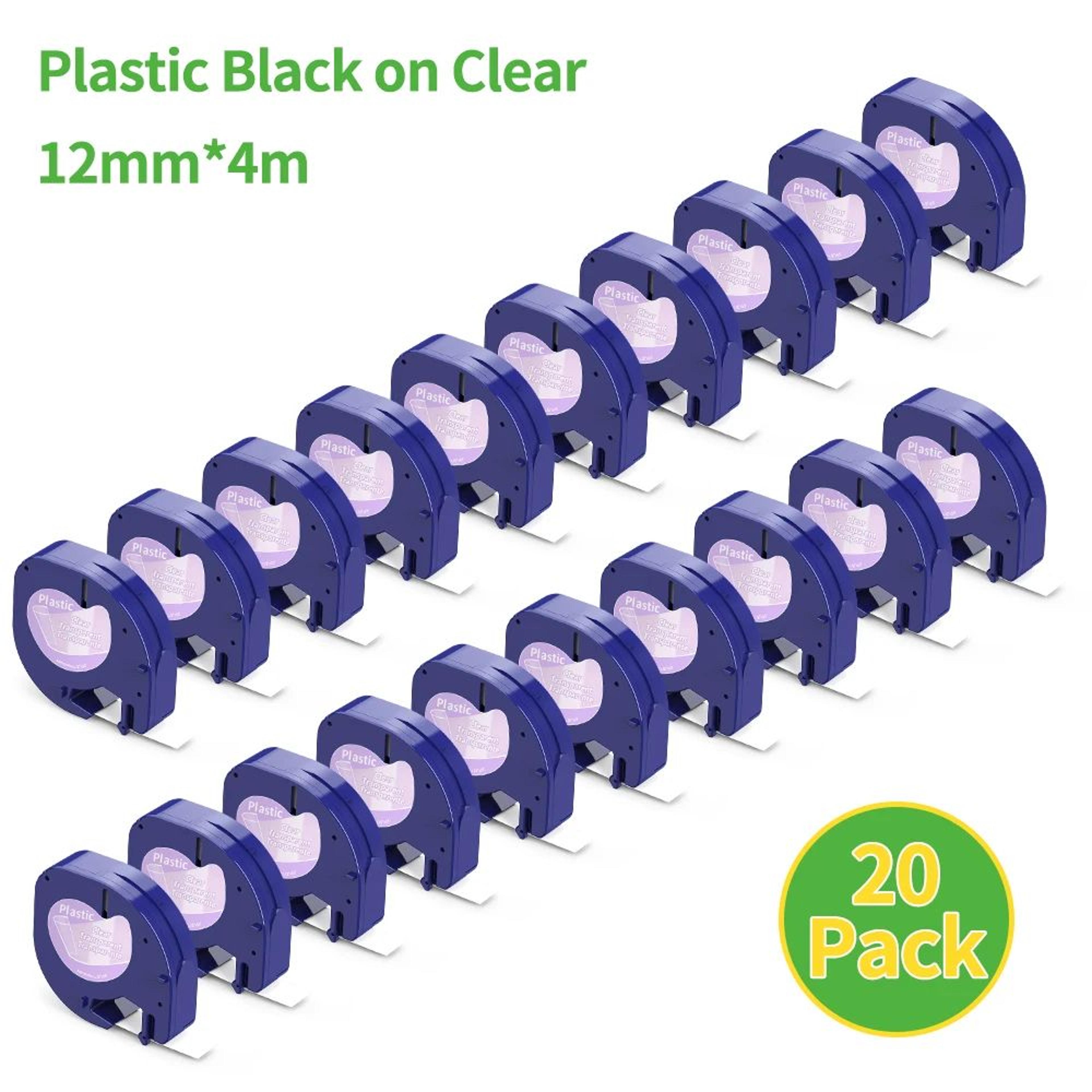 20Pack Compatible DYMO LetraTag 12mm Black On Green Label Tape Refills 16