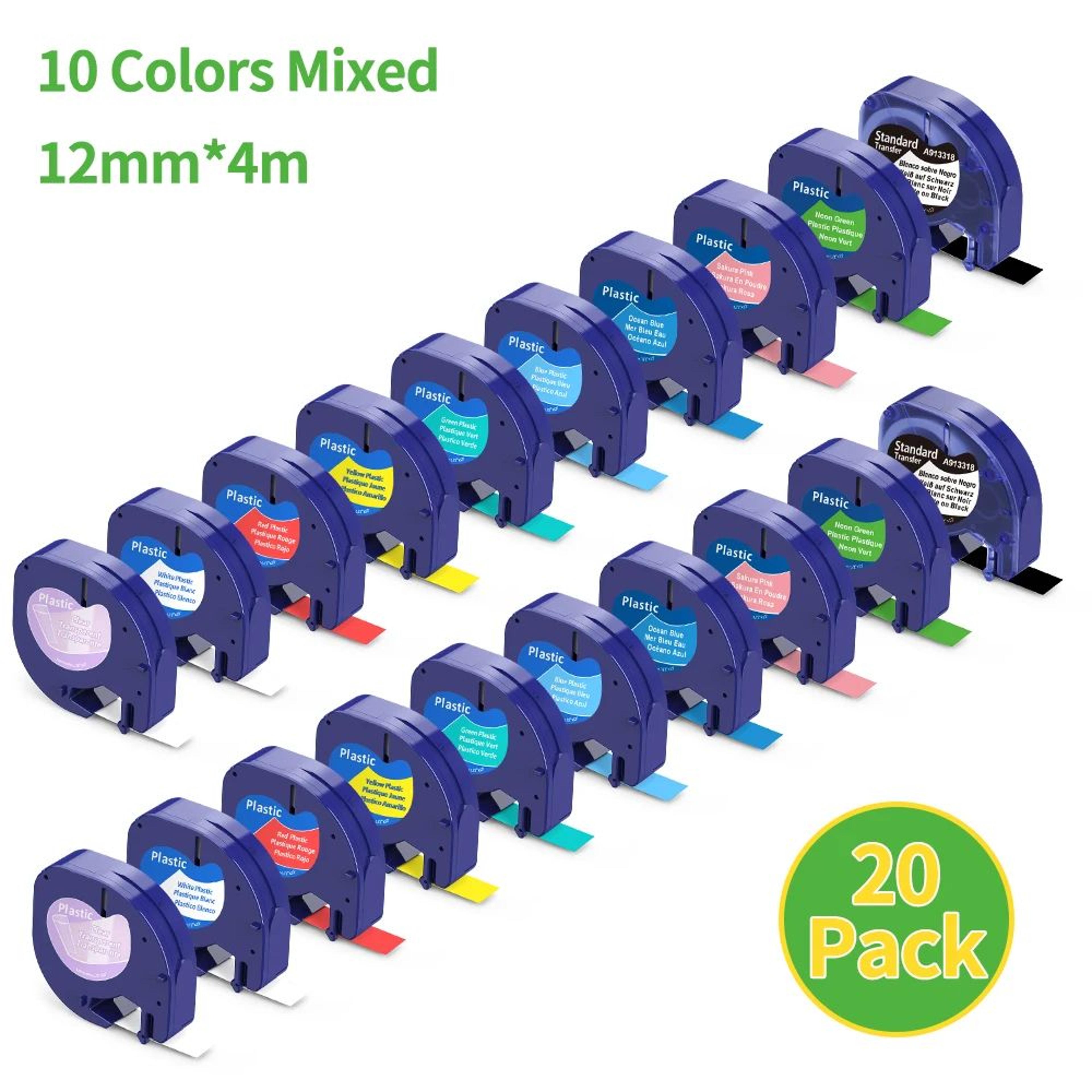 20Pack Compatible DYMO LetraTag 12mm Black On Green Label Tape Refills 10