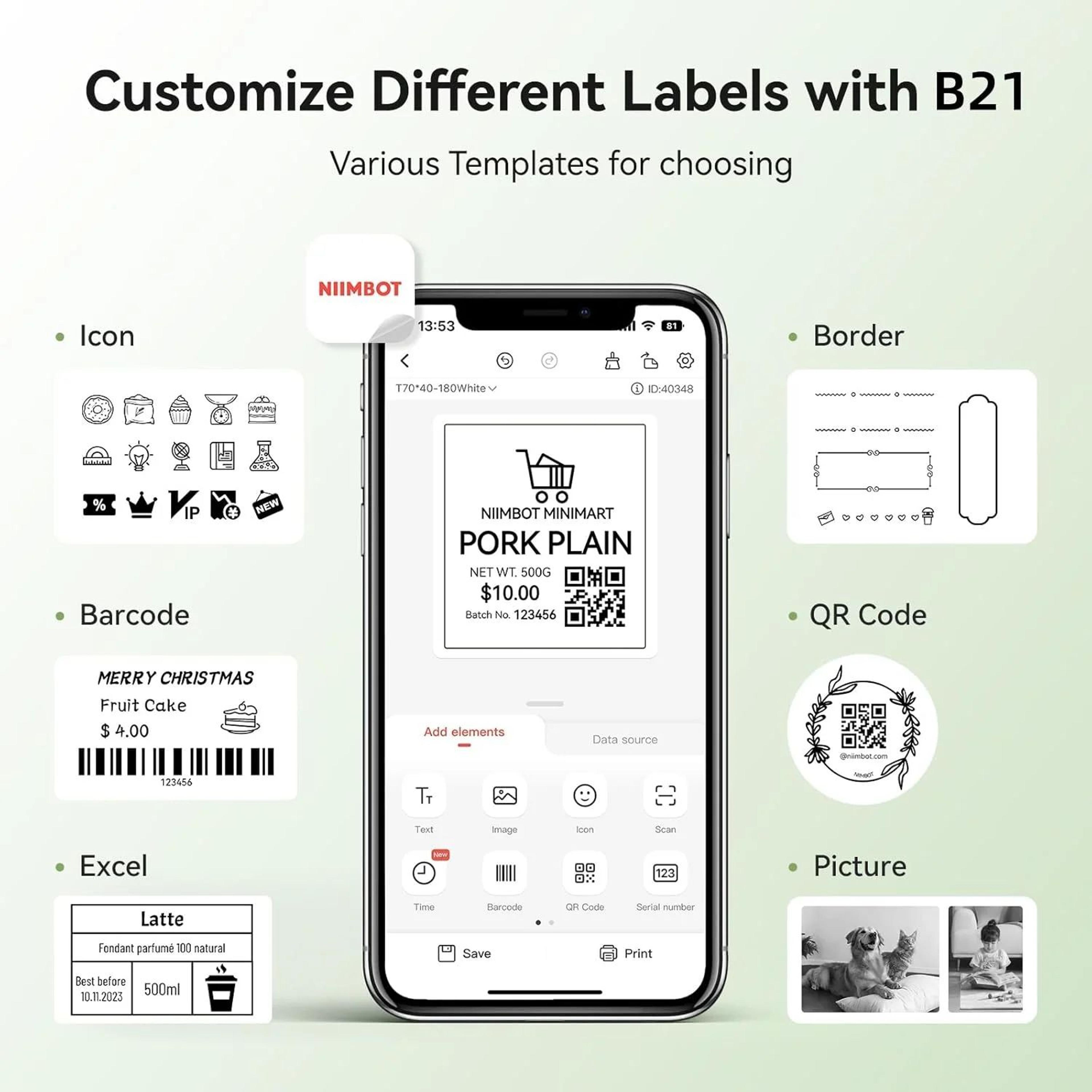 300DPI B21 Pro Wireless Bluetooth Thermal Label Printer For Home And Business 3