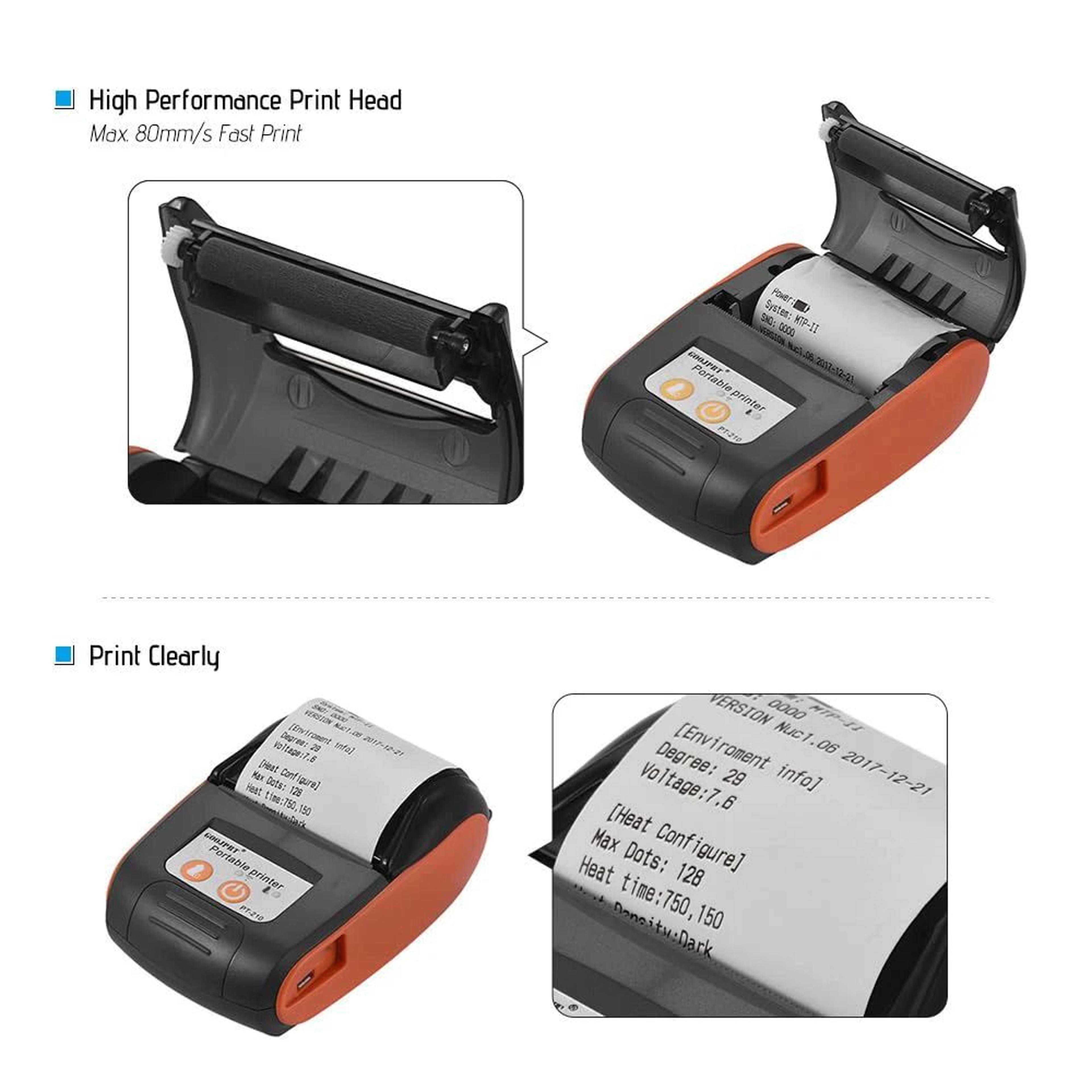 PT210 Mini Portable Bluetooth Thermal Printer 58mm Wireless Barcode And Label Maker 3