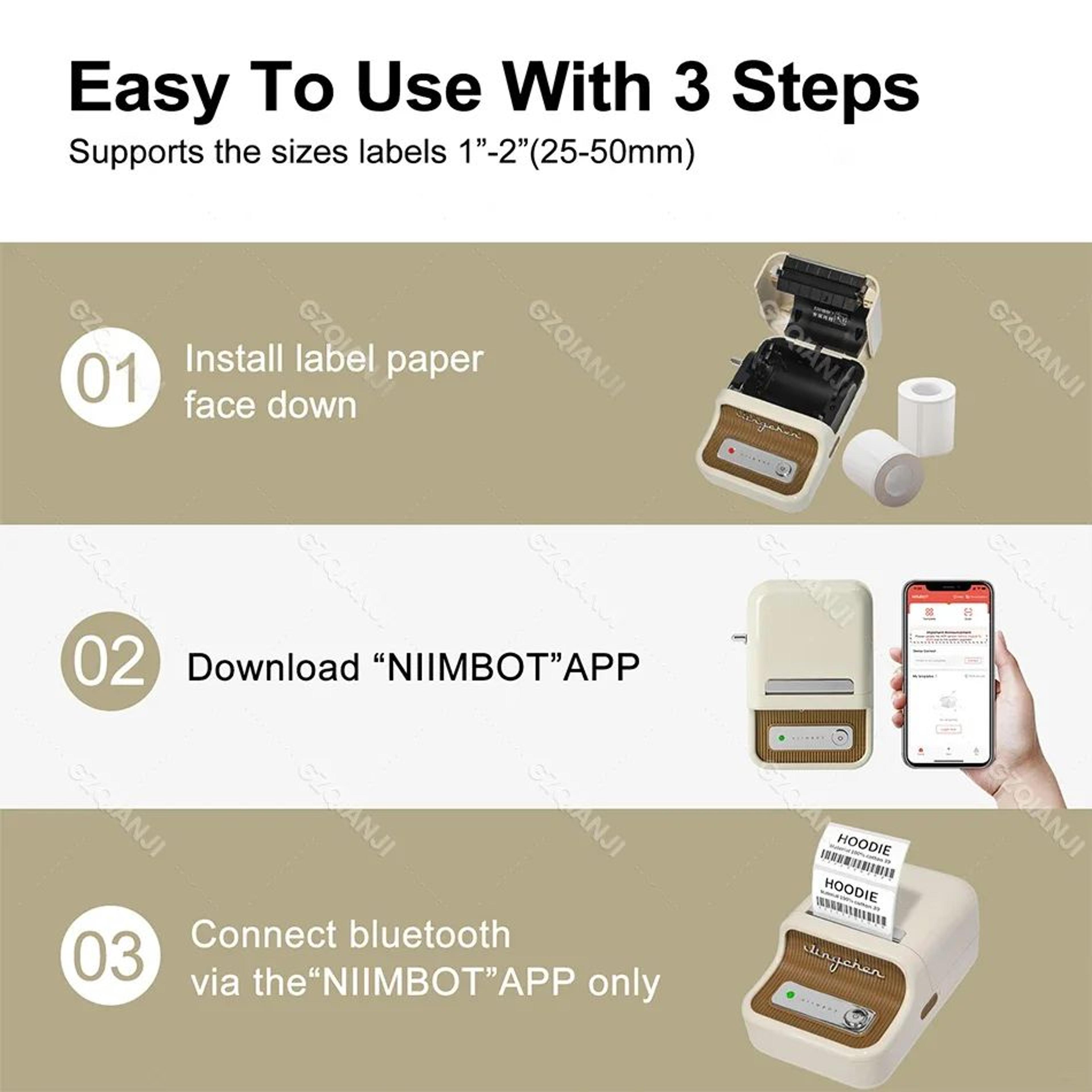 Portable Bluetooth Thermal Label Printer Inkless Barcode And Sticker Maker 4