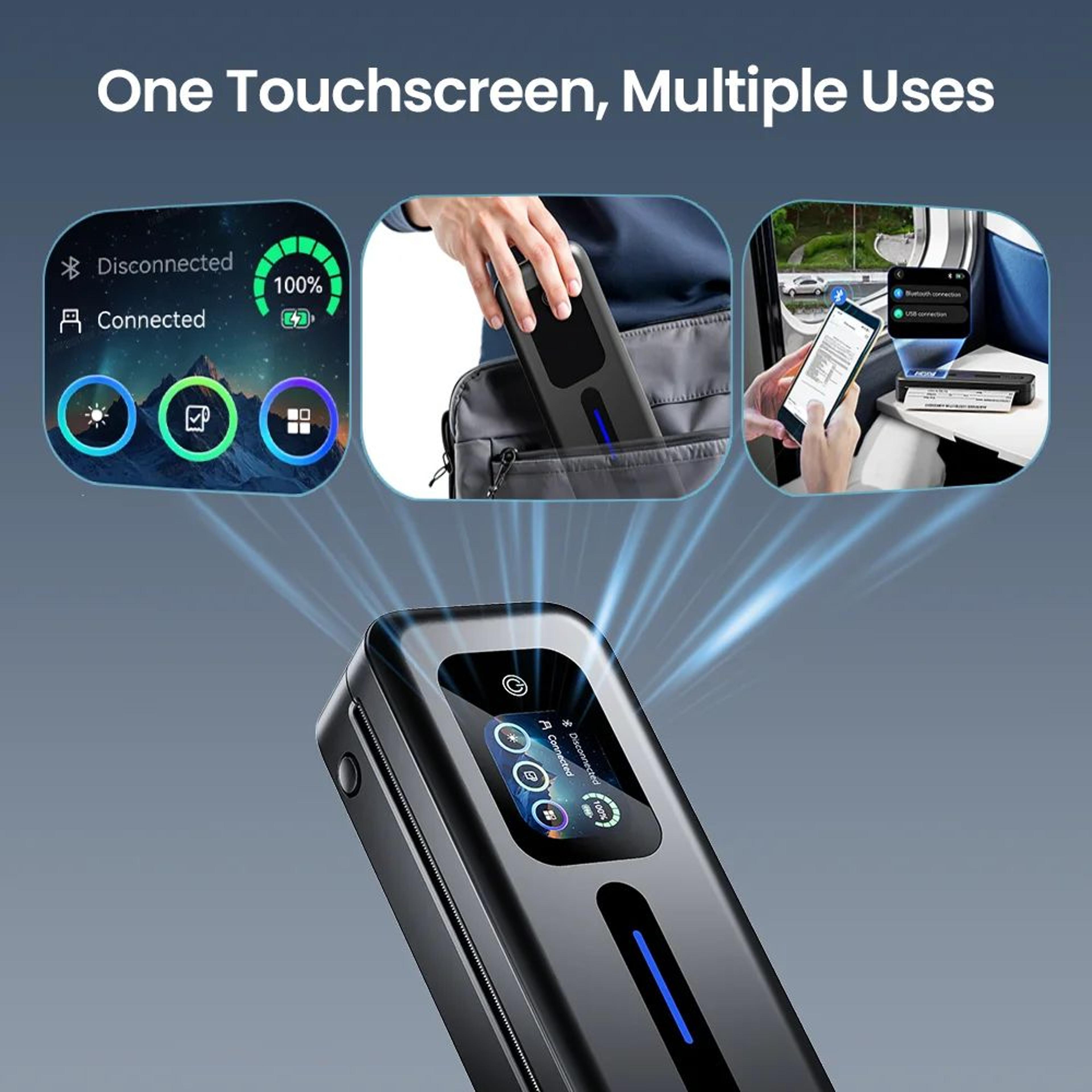 Portable A4 Thermal Printer With Touchscreen Bluetooth Wireless Inkless Printing 4