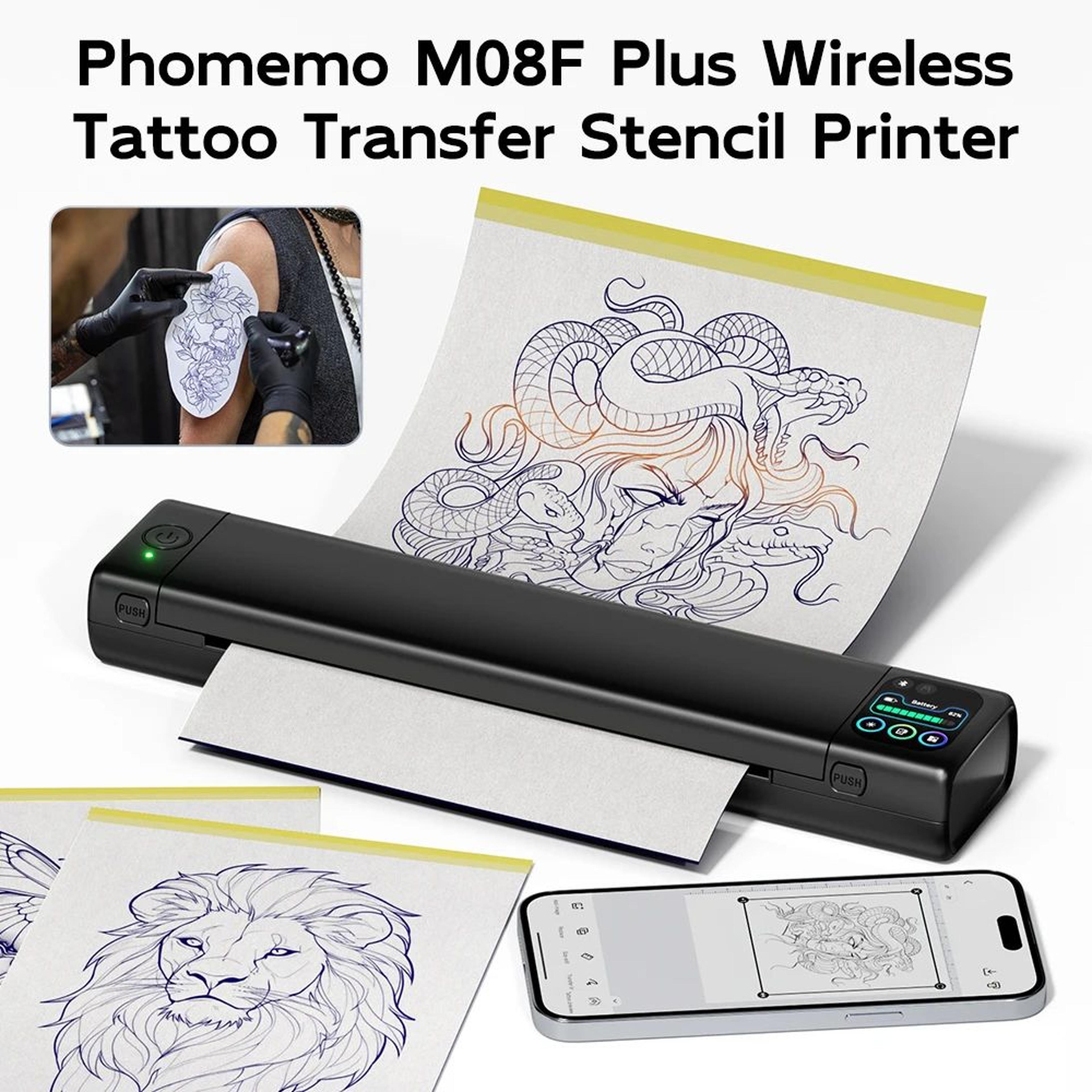 Wireless Bluetooth Tattoo Stencil Printer With Touchscreen And 10 Transfer Sheets 6