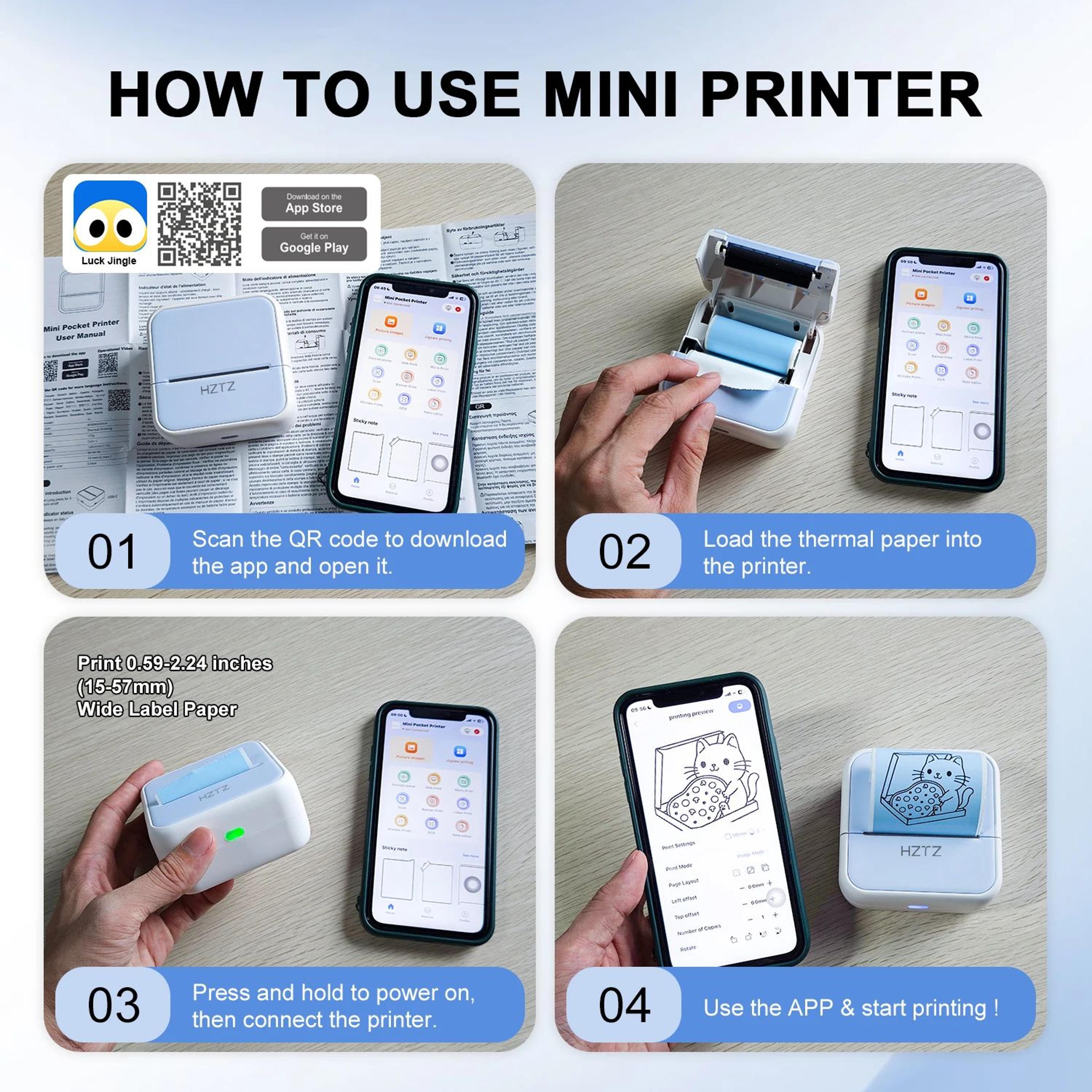 58mm Mini Portable Bluetooth Thermal Printer For Photos Notes And Labels 5