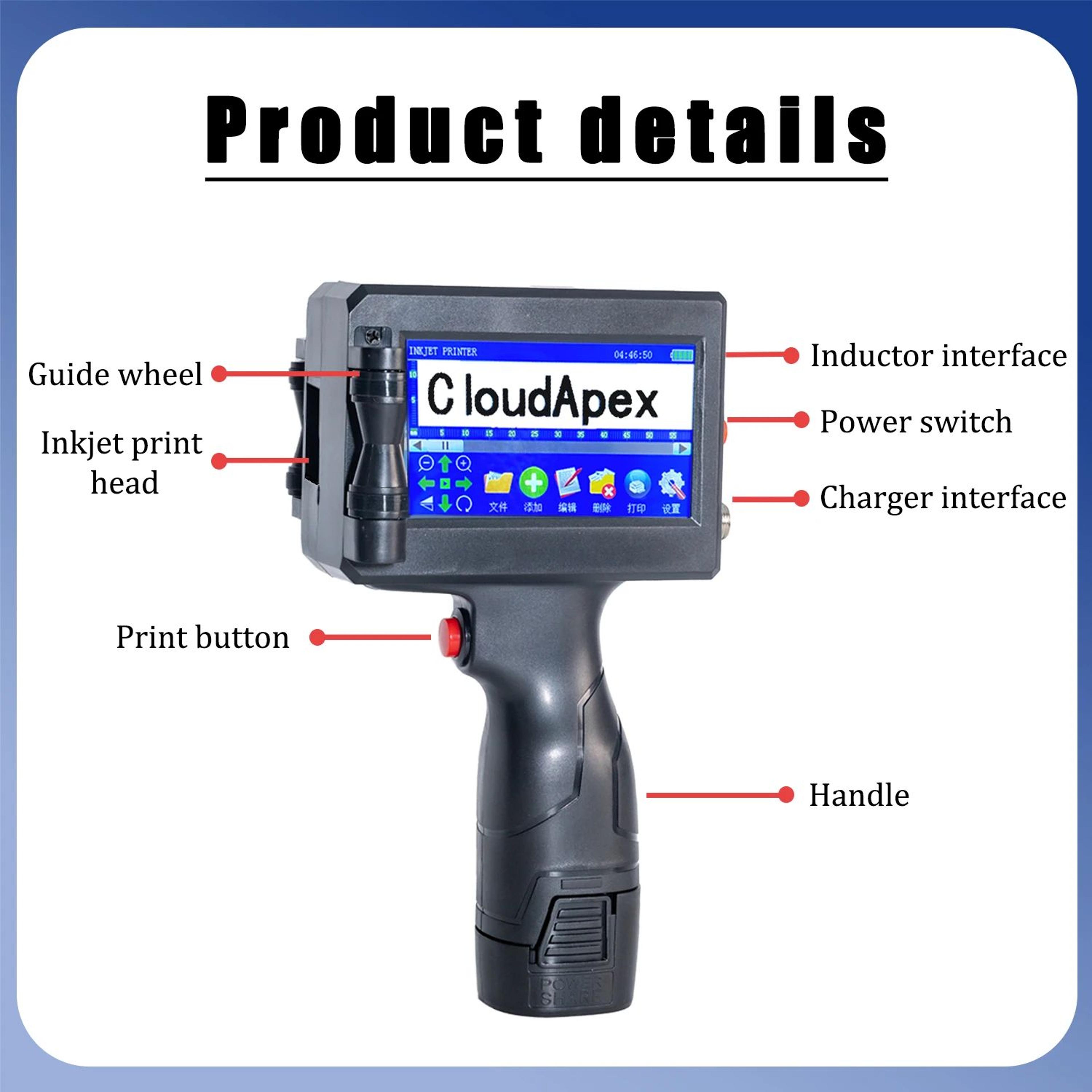 254mm Portable Handheld Inkjet Printer For Barcode QR Code And Expiry Date Printing 2