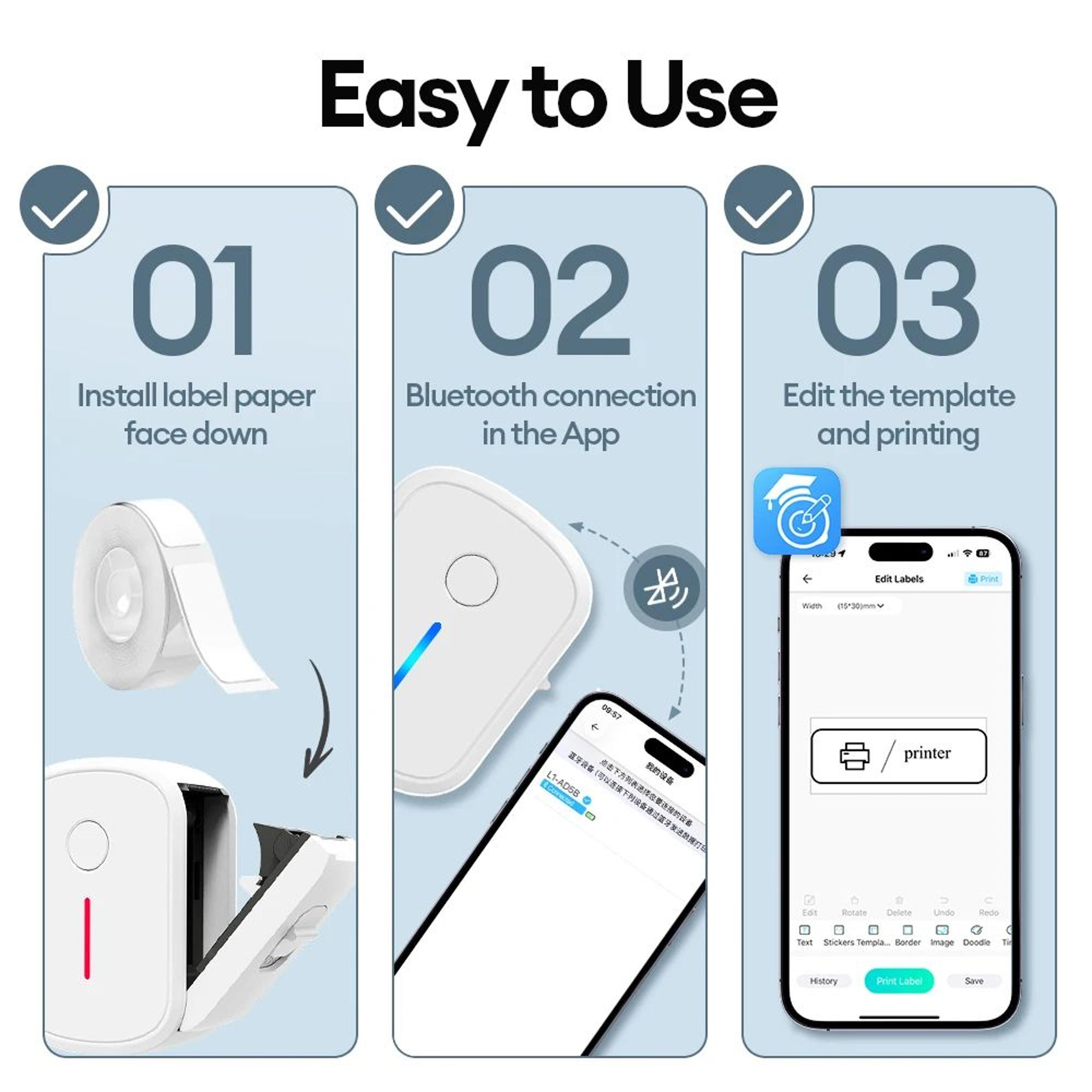 Portable Mini Bluetooth Thermal Label Printer  Wireless Inkless Sticker Maker 1