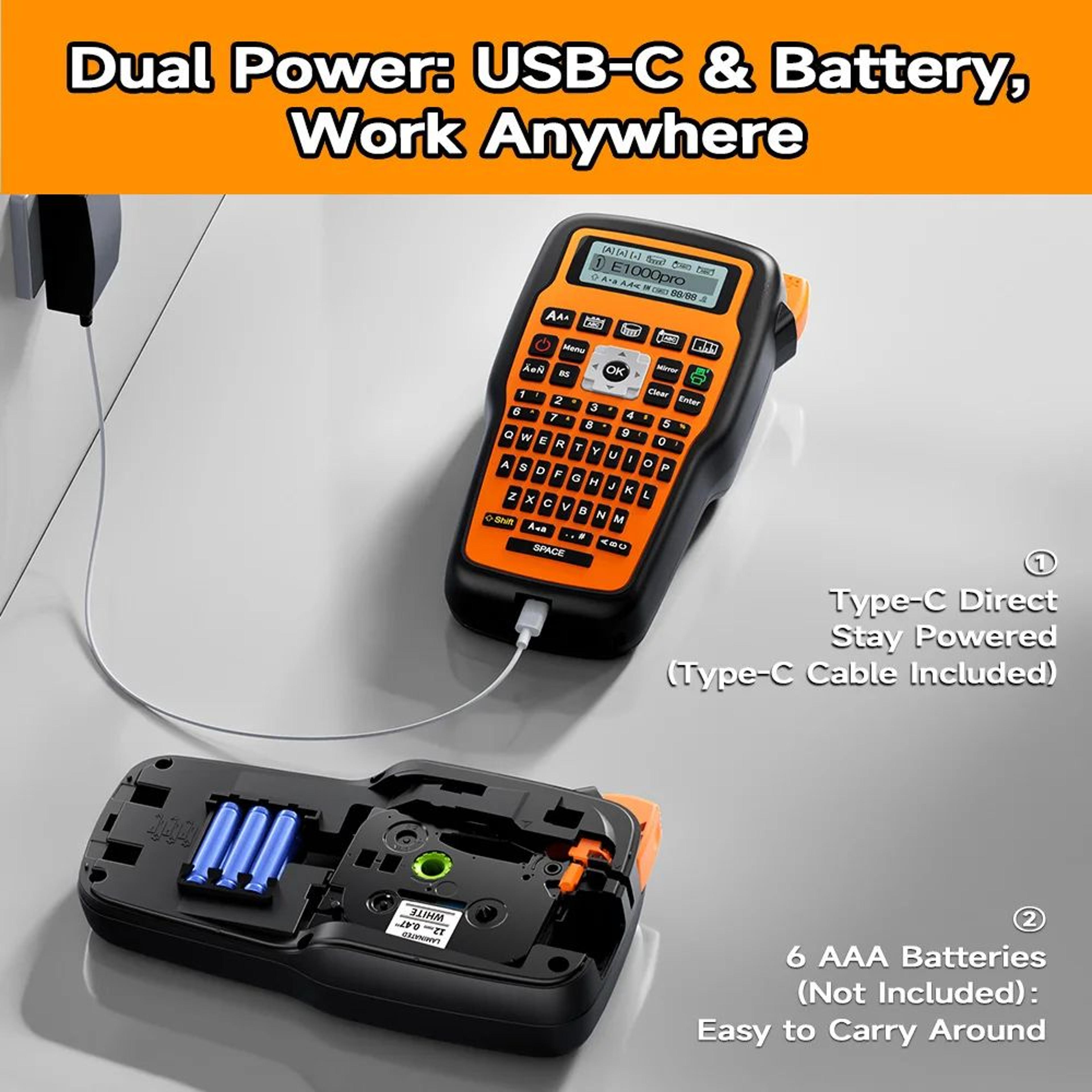 E1000 PRO Portable Label Maker Machine With USBC Power And Custom Fonts 1