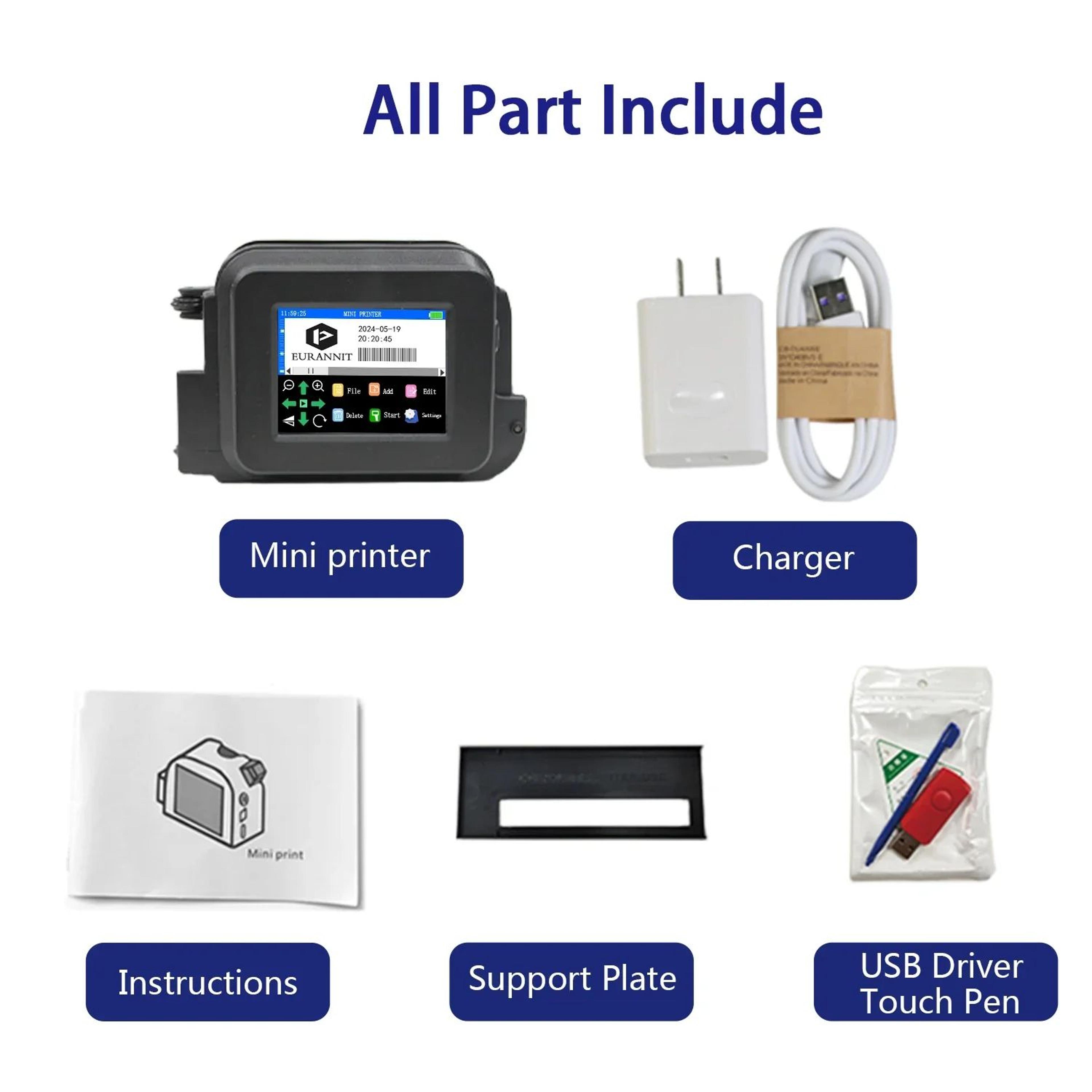 Portable Mini Handheld Inkjet Printer 127mm With Fast Dry Ink For Date Coding And Barcode Printing 2