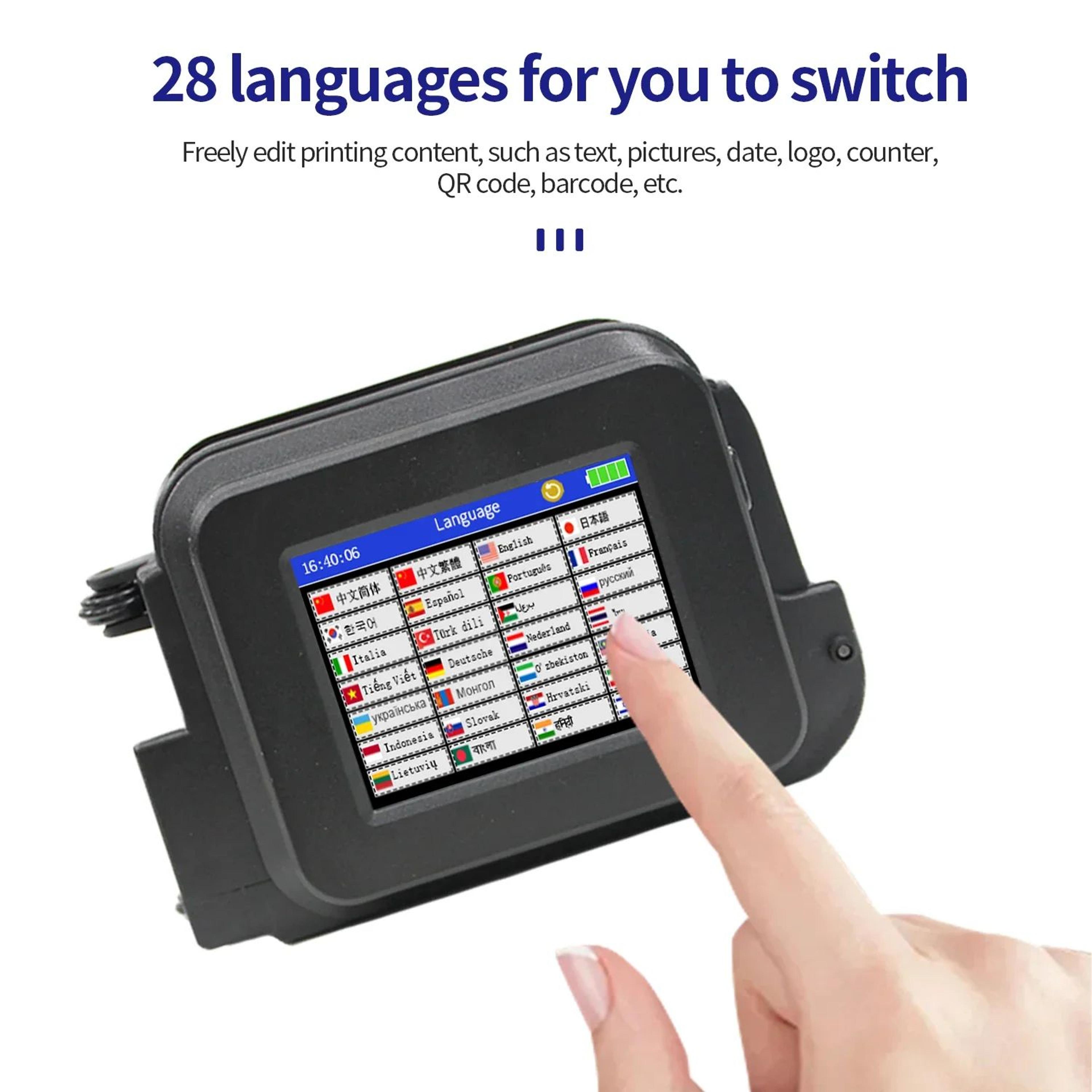 Portable Mini Handheld Inkjet Printer 127mm With Fast Dry Ink For Date Coding And Barcode Printing 4