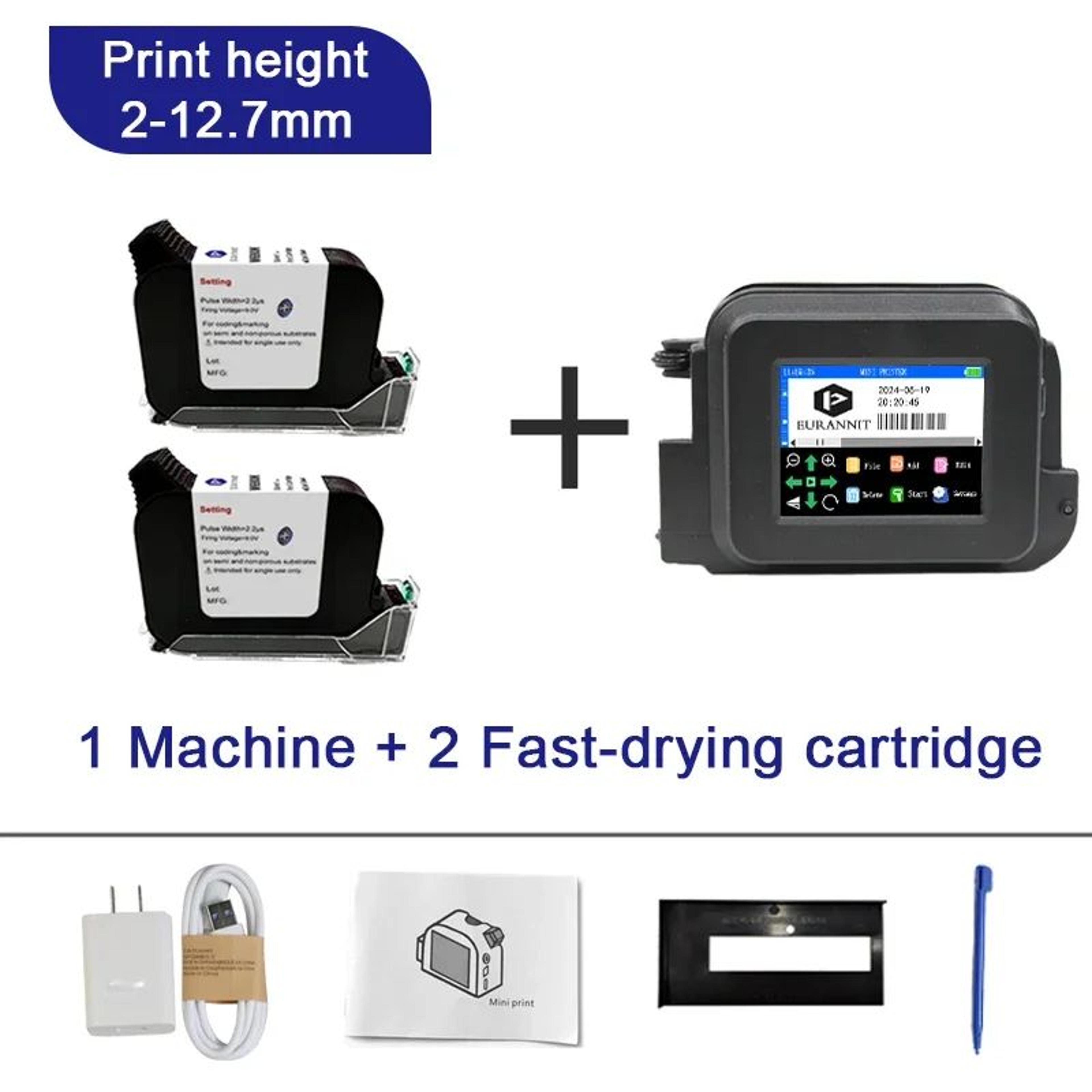 Portable Mini Handheld Inkjet Printer 127mm With Fast Dry Ink For Date Coding And Barcode Printing 5