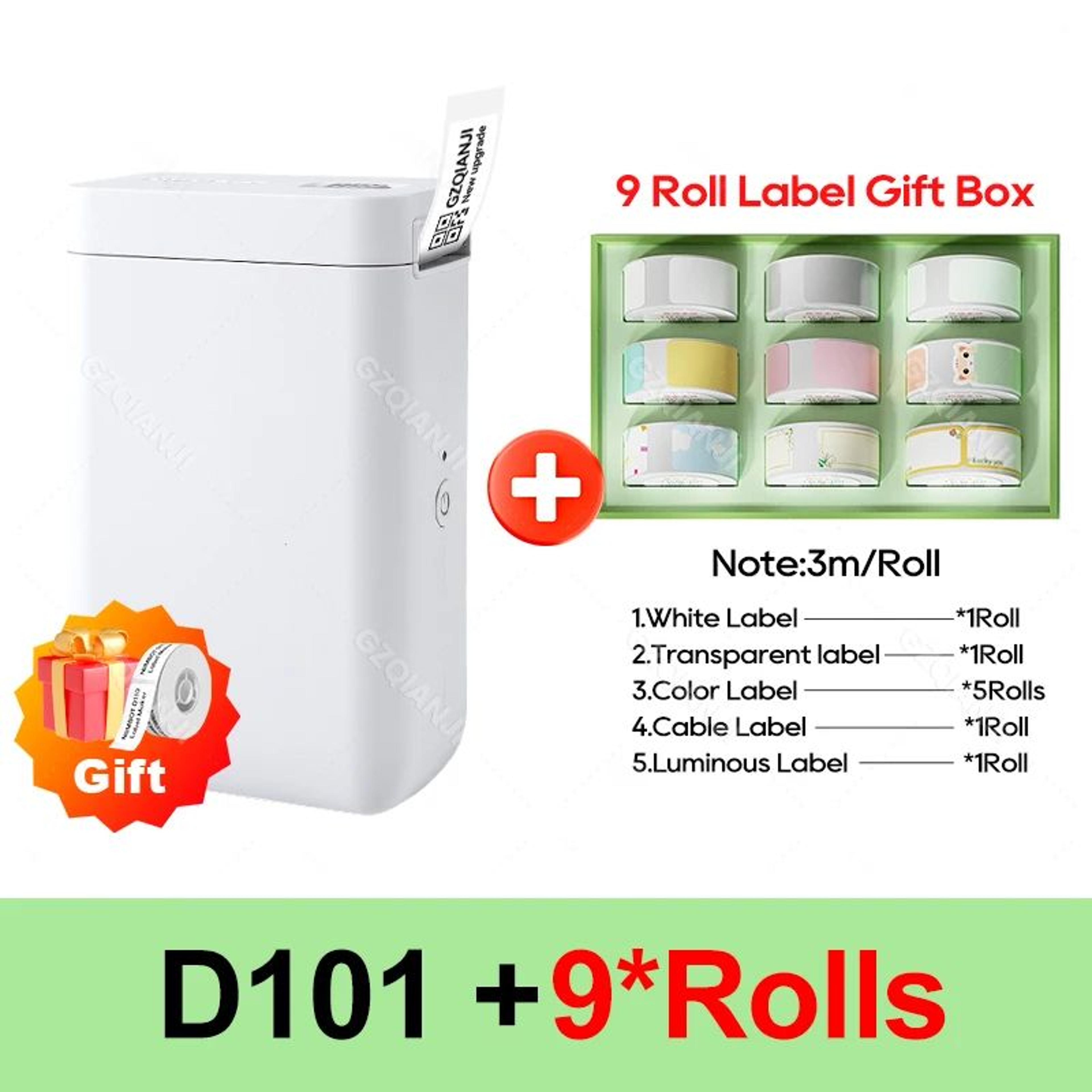 Portable Bluetooth Thermal Label Printer With 6 Or 9 Rolls Of Colorful Sticker Labels 7