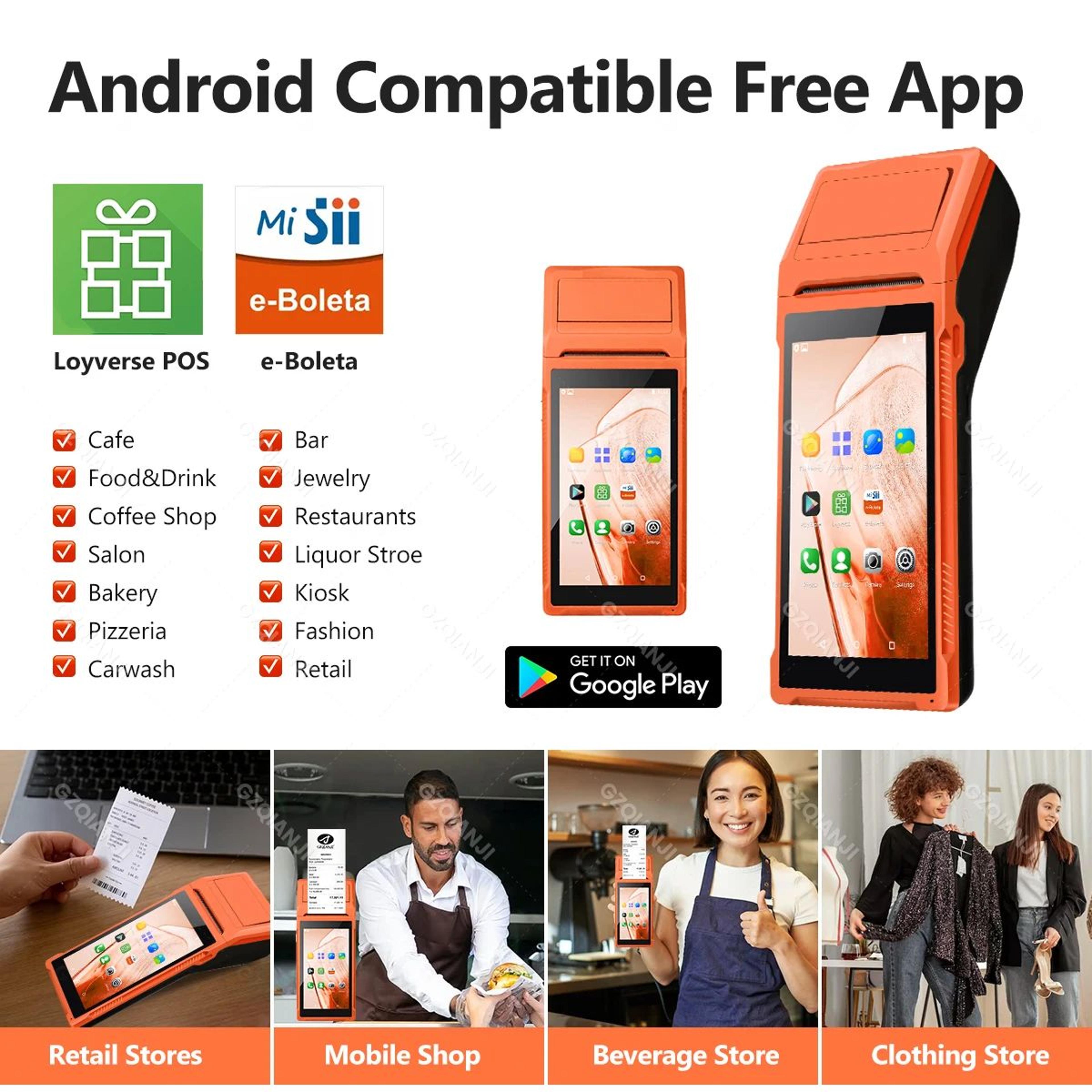 55 Inch Android Handheld POS Terminal With 58mm Thermal Receipt Printer And 4G Connectivity 3