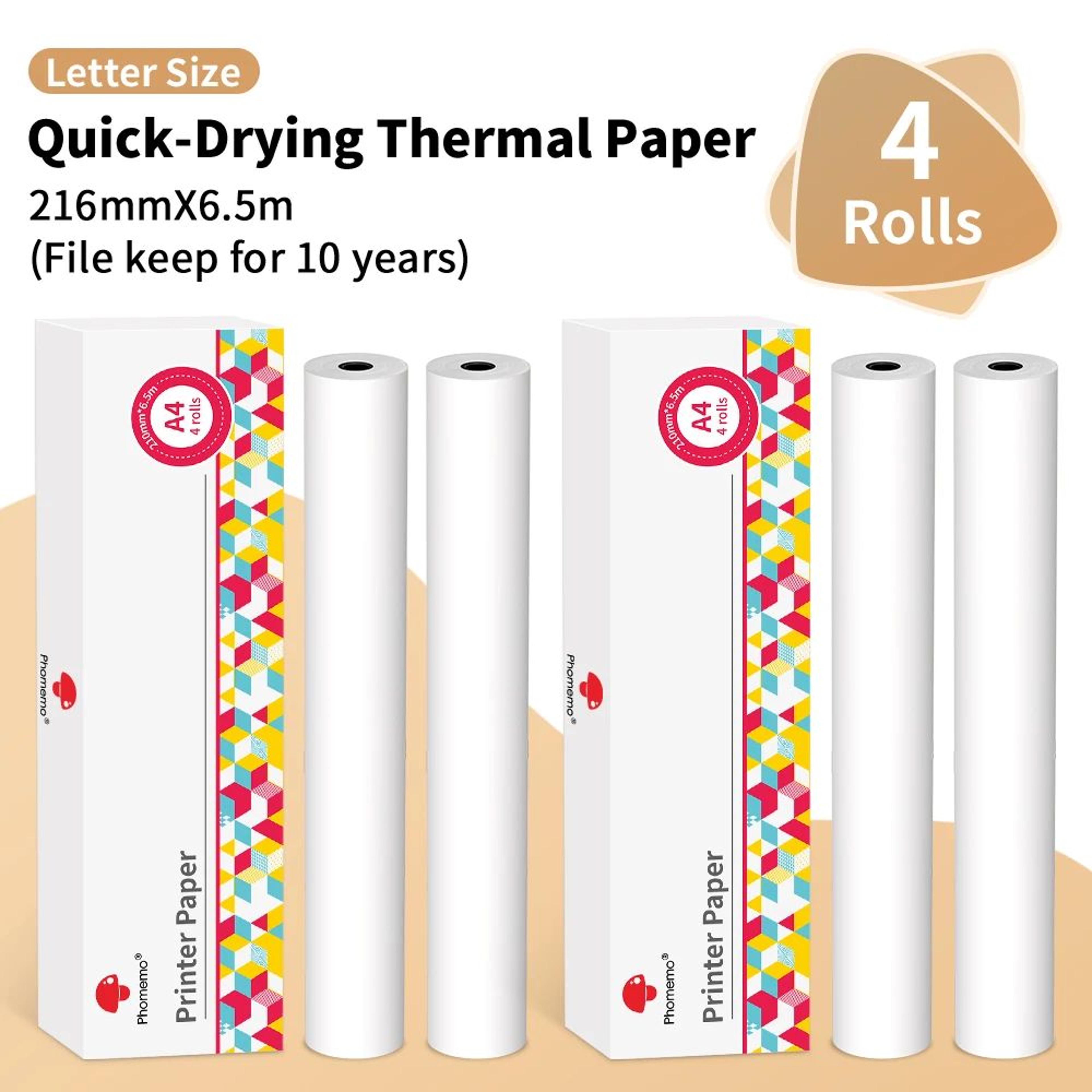 a4 quick-dry thermal printer paper rolls 4pcs for portable printers