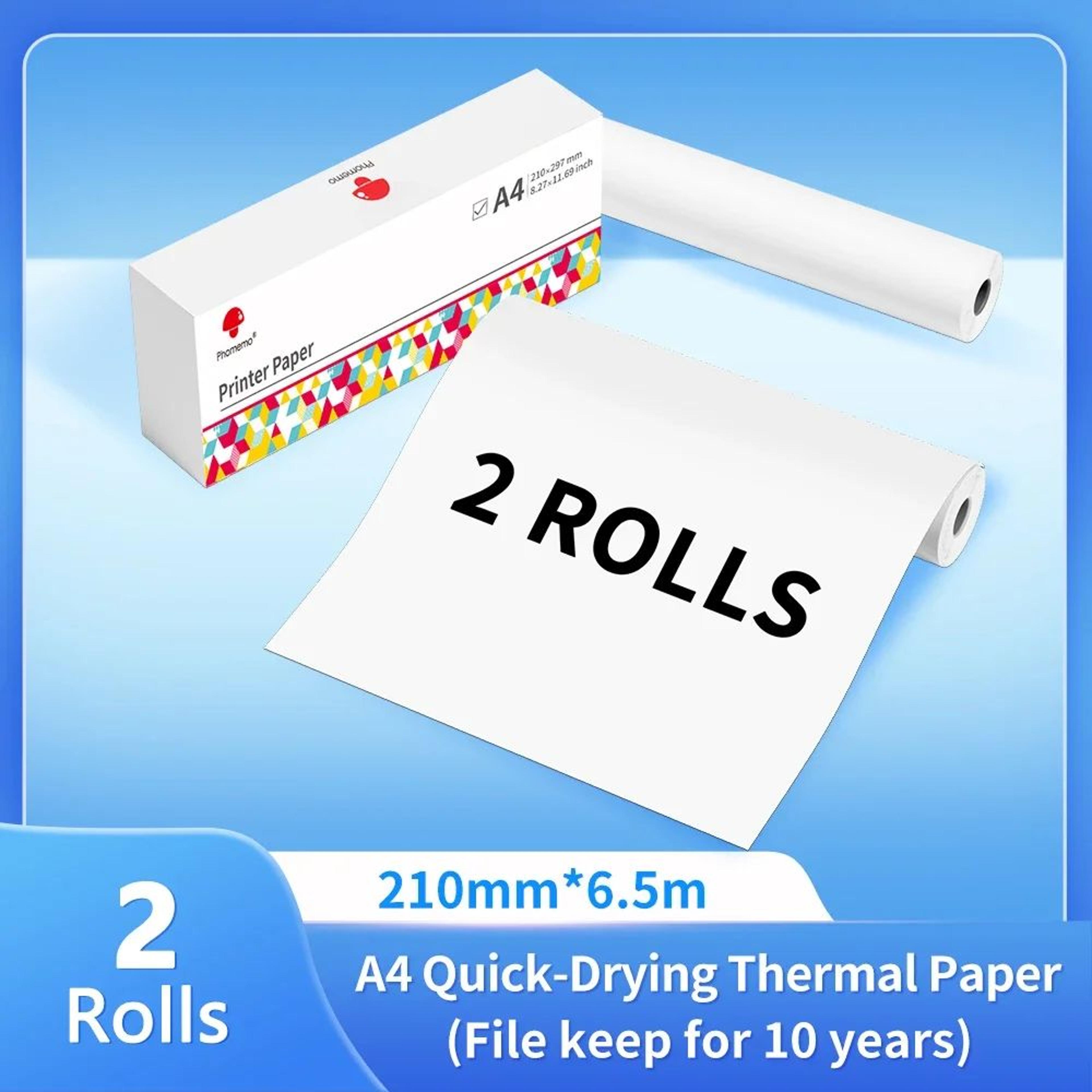 A4 QuickDry Continuous Thermal Printer Paper Rolls For Portable Inkless Printing 10