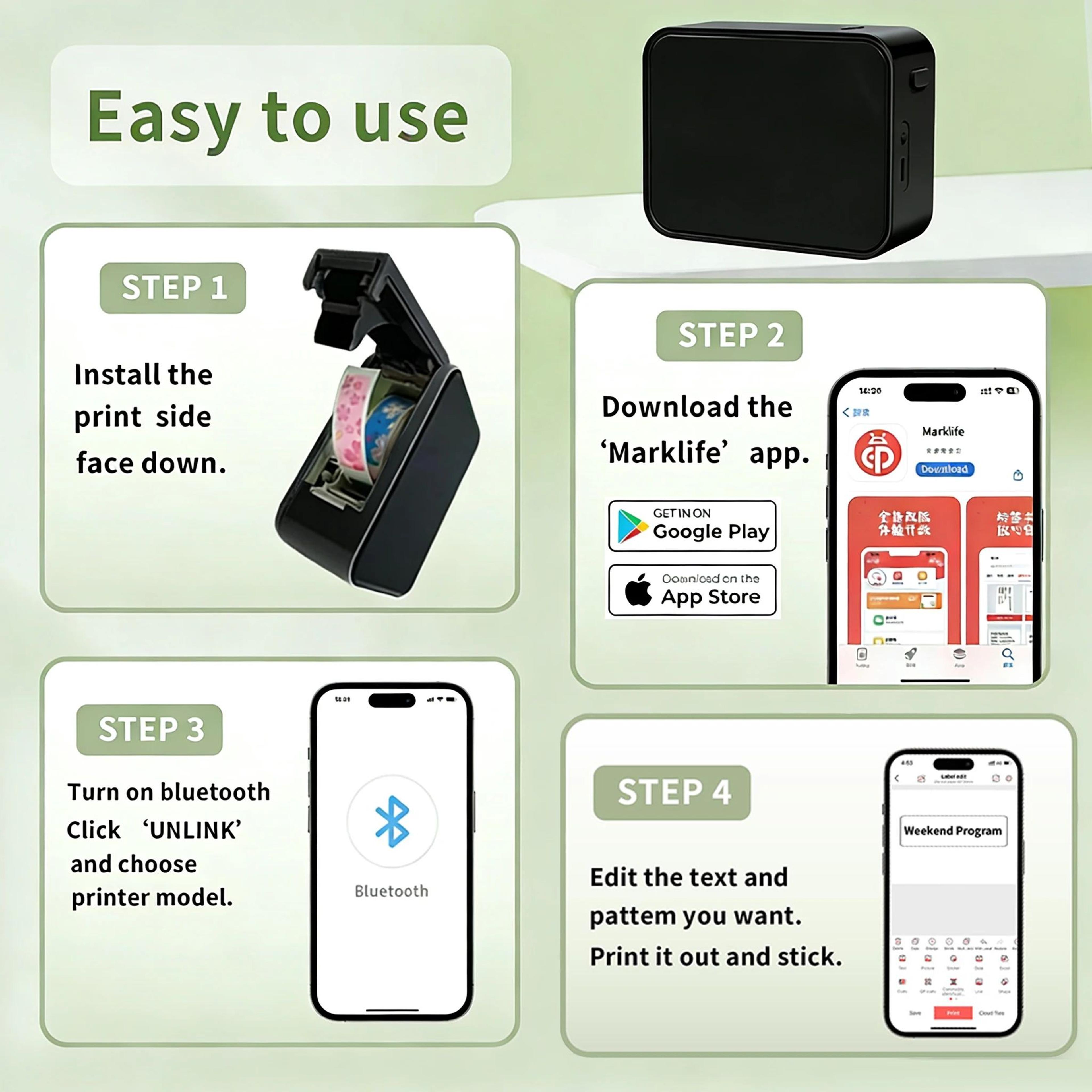 Portable Bluetooth Label Maker Mini Wireless Thermal Sticker Printer For Home Office And School 1