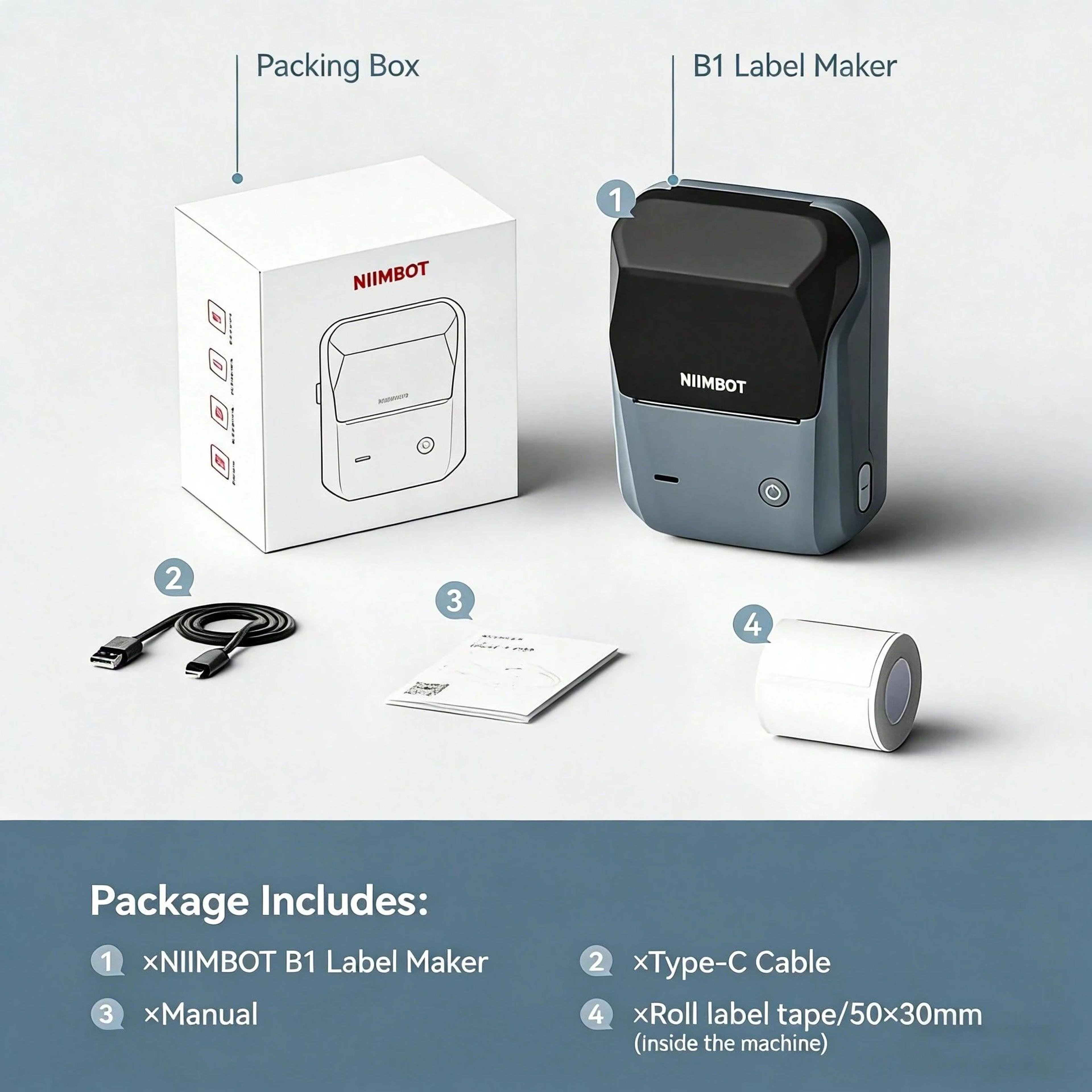 B1 Mini Bluetooth Thermal Label Printer Portable Wireless Sticker Maker For Home And Office 3