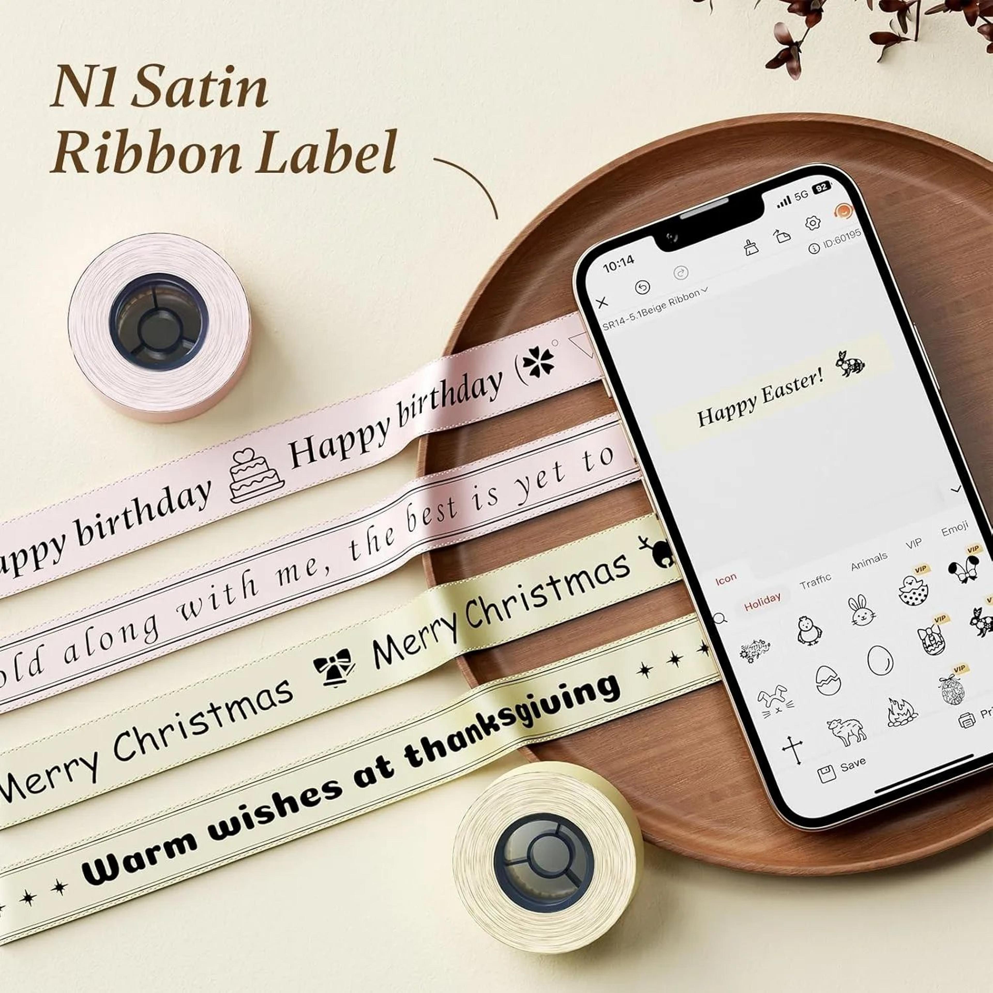 niimbot n1/b18 thermal ribbon printer for custom satin gift ribbons and wedding decorations