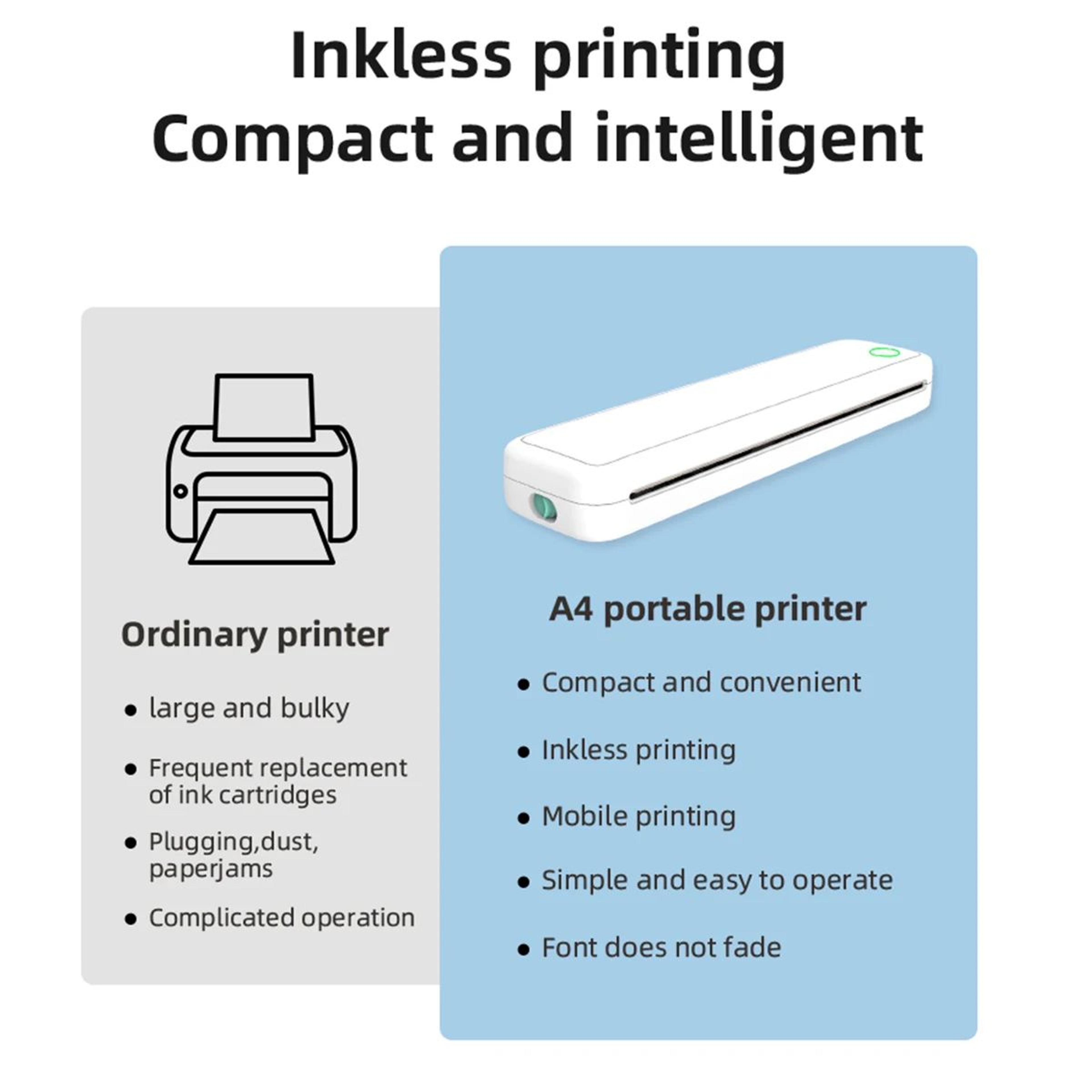 Wireless A4 Portable Thermal Printer  Inkless Mobile Printer For Phones And Laptops 3