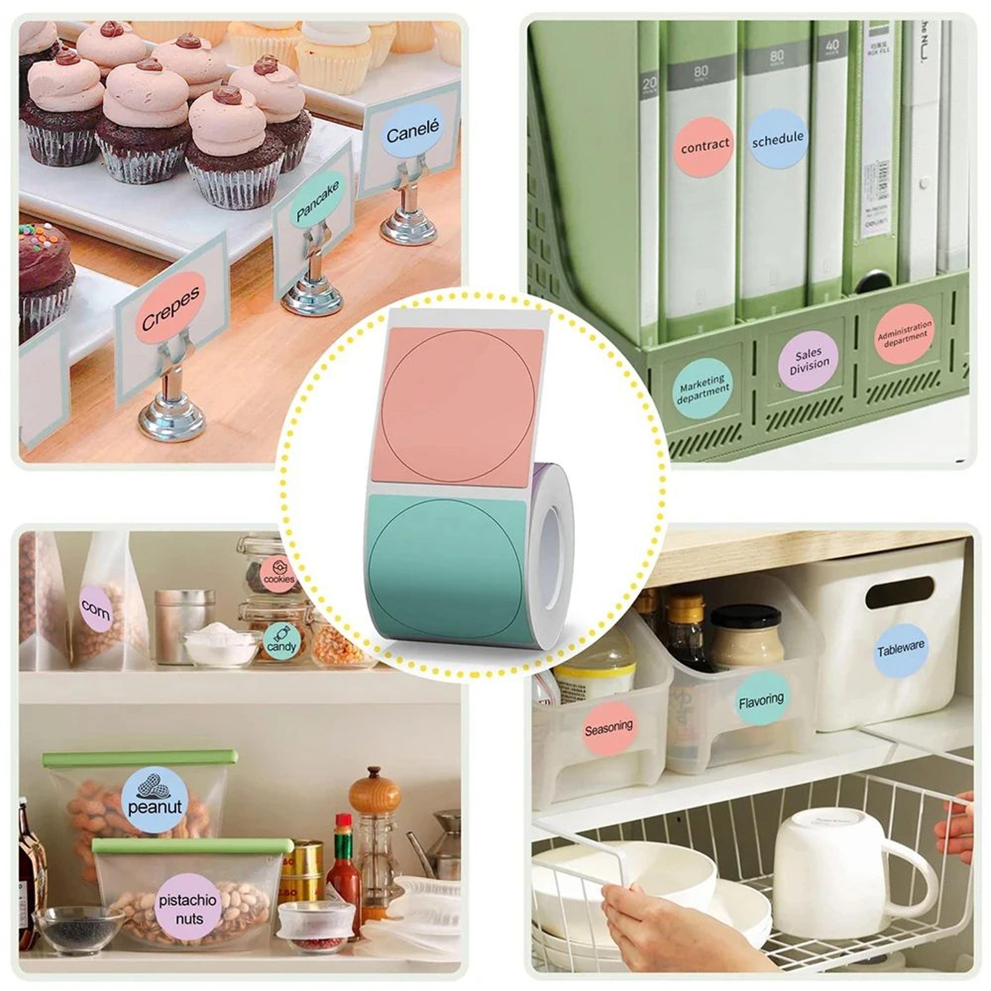 Waterproof Round Color Thermal Label Stickers SelfAdhesive Labels For B1 B21 B3S Printers 4