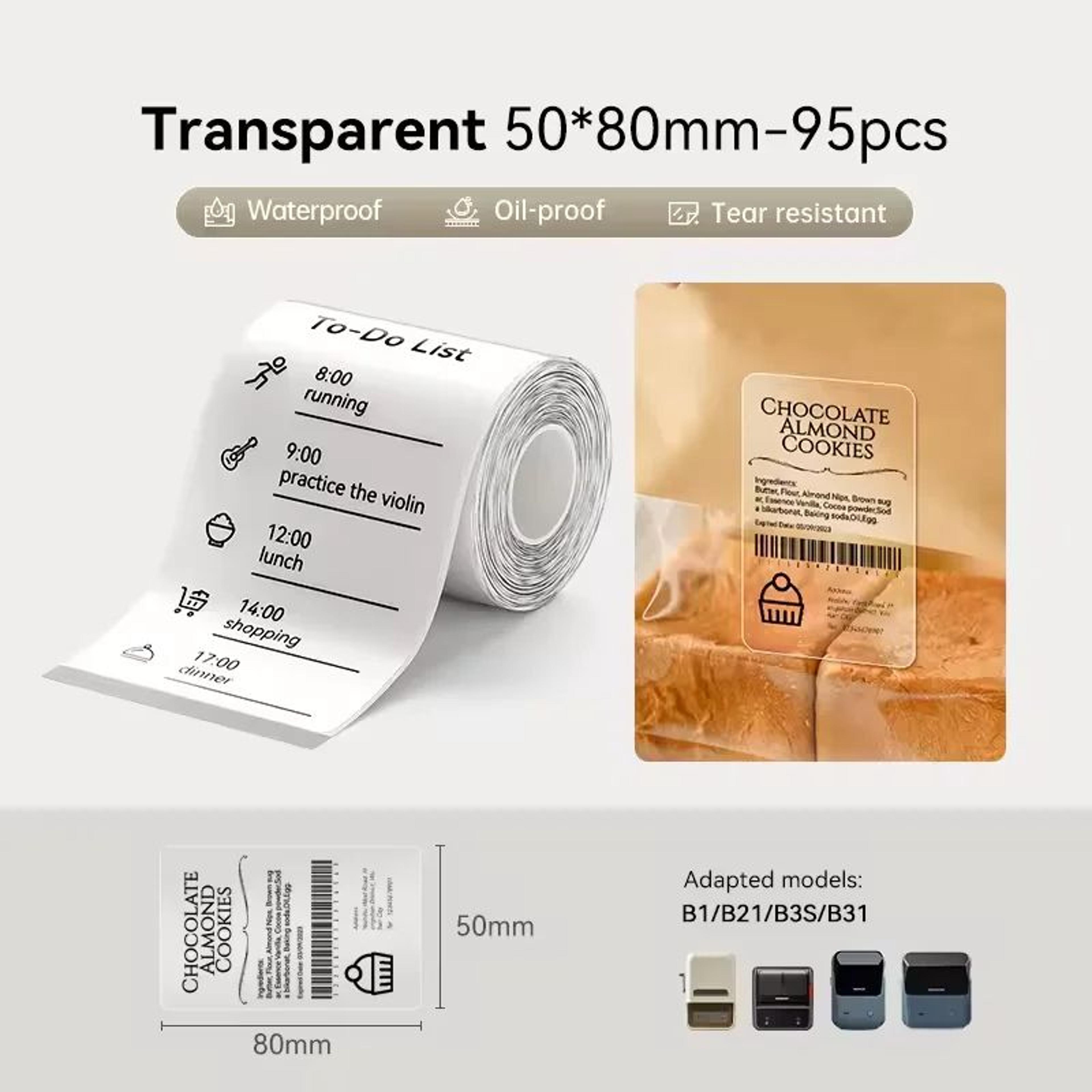 Transparent Thermal Adhesive Label Stickers 3050mm For Portable Label Printers 8